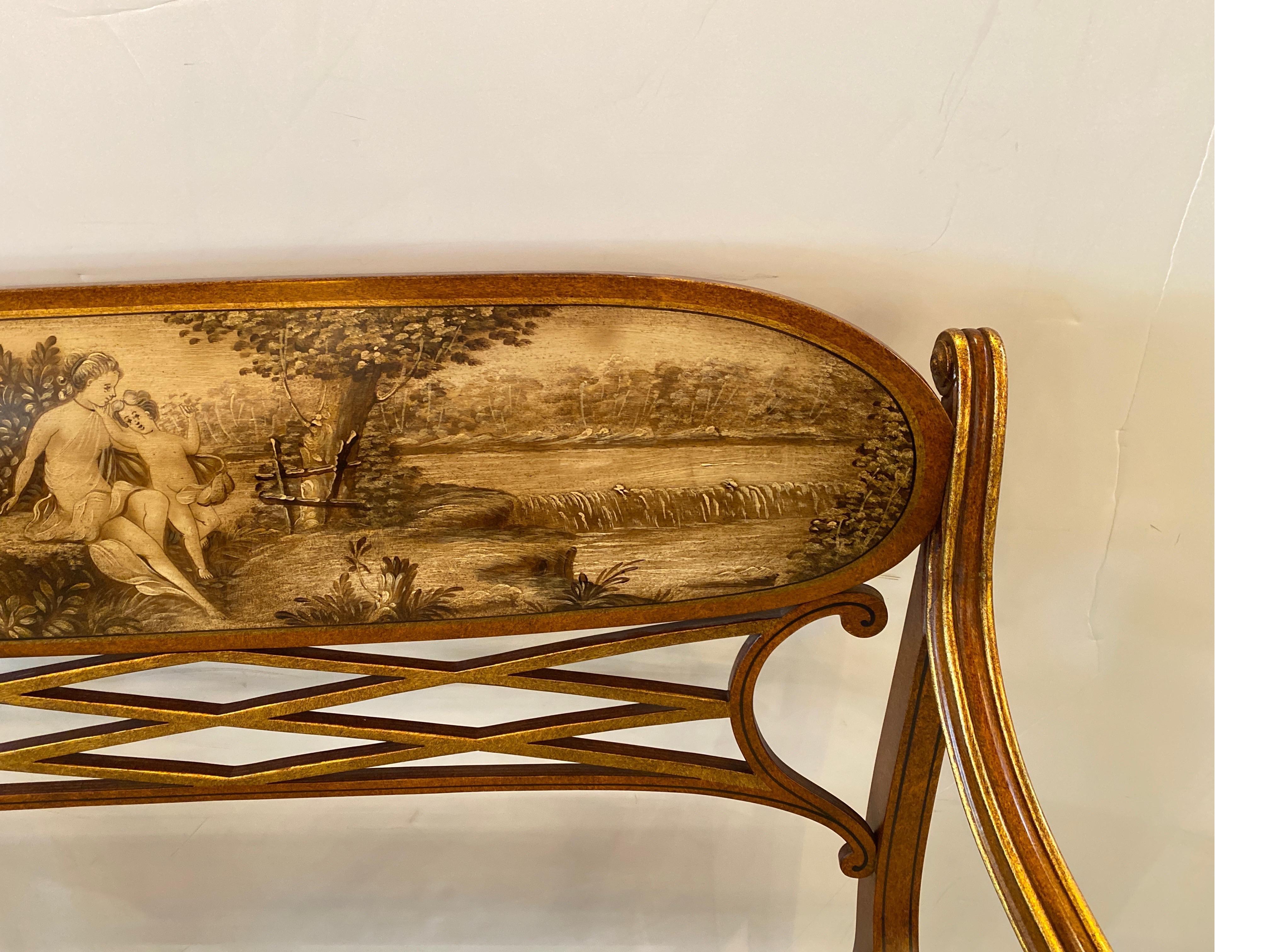 Elegant Hand Painted Continental Settee with Gilt Decoration For Sale 3