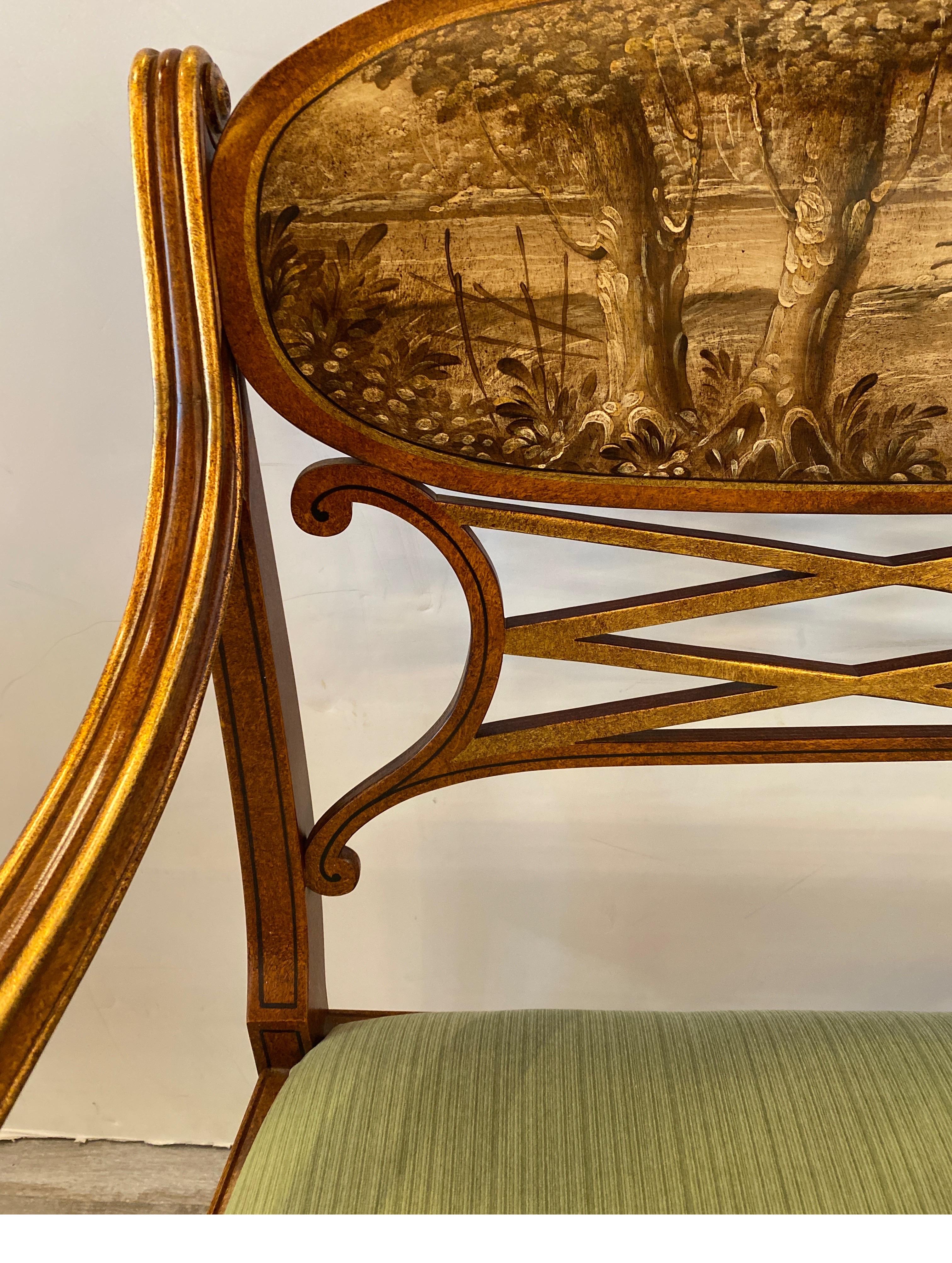 Elegant Hand Painted Continental Settee with Gilt Decoration For Sale 6