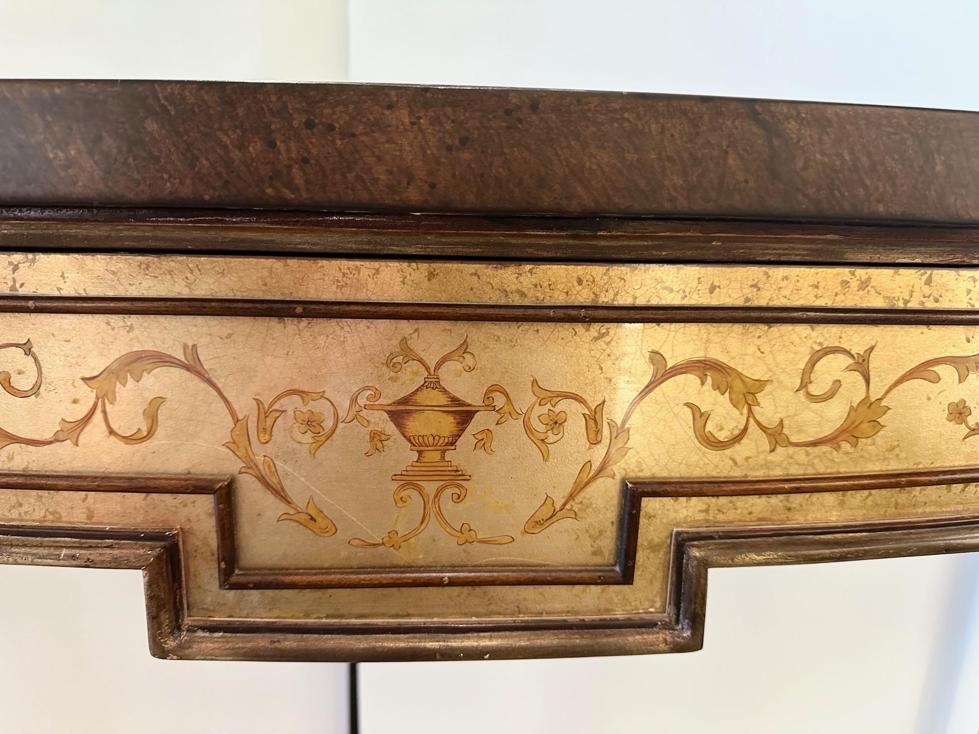 Contemporary Elegant Hand Painted Demilune Console by Theodore Alexander For Sale