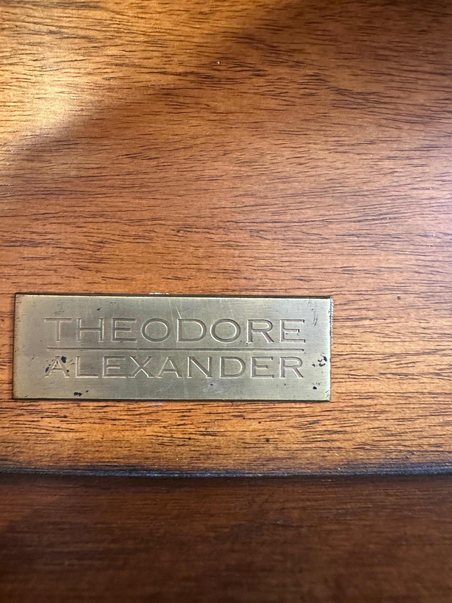 Wood Elegant Hand Painted Demilune Console by Theodore Alexander For Sale