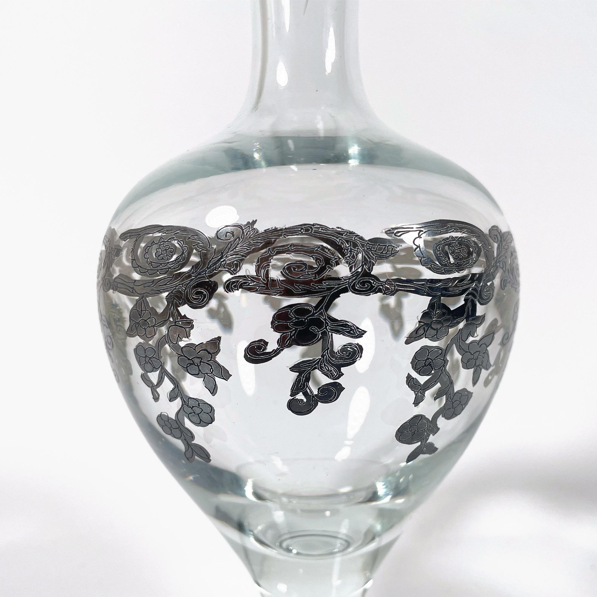 Elegante vaso Soliflores in vetro dipinto a mano con polvere d'argento - anni '30 In condizioni ottime in vendita a PARIS, FR