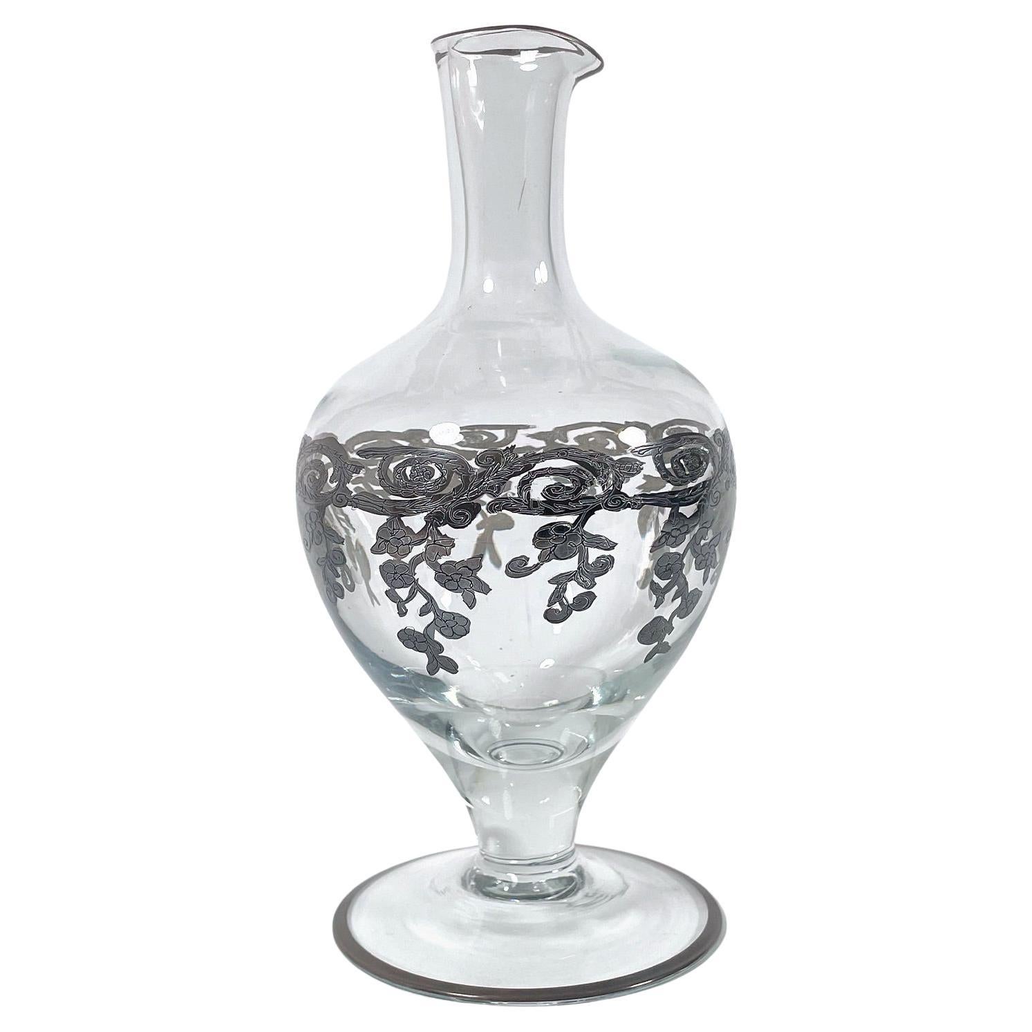 Elegance du vase Soliflores en verre peint à la main avec de la poudre d'argent - années 1930