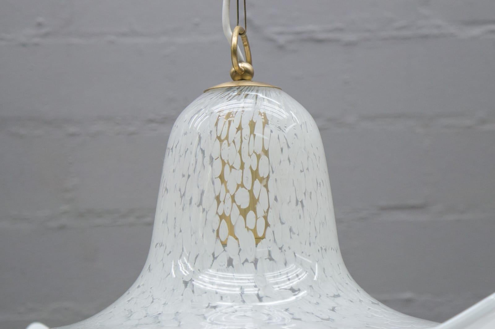 Mid-20th Century Elegant Hand Blown Murano Glass Pendant Lamp with Murine, Italy, 1960s