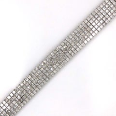 Elegant Handcrafted 5-Row Diamond Platinum Bracelet