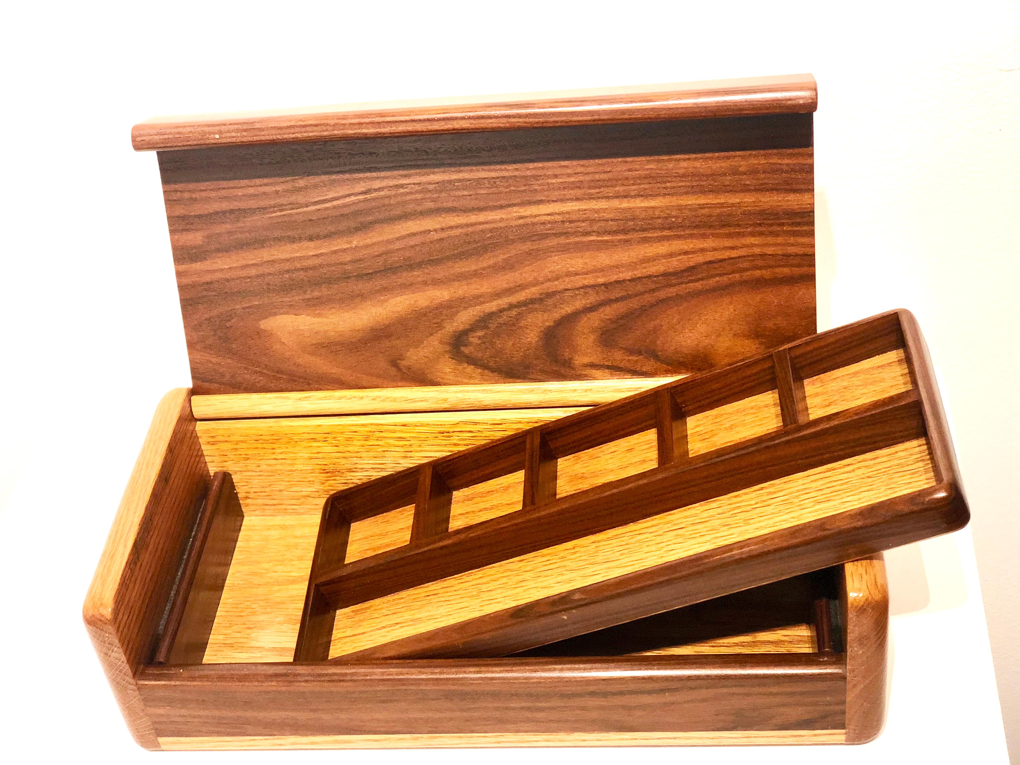 Elegant Handcrafted Walnut Jewelry Box Postmodern In Good Condition In San Diego, CA