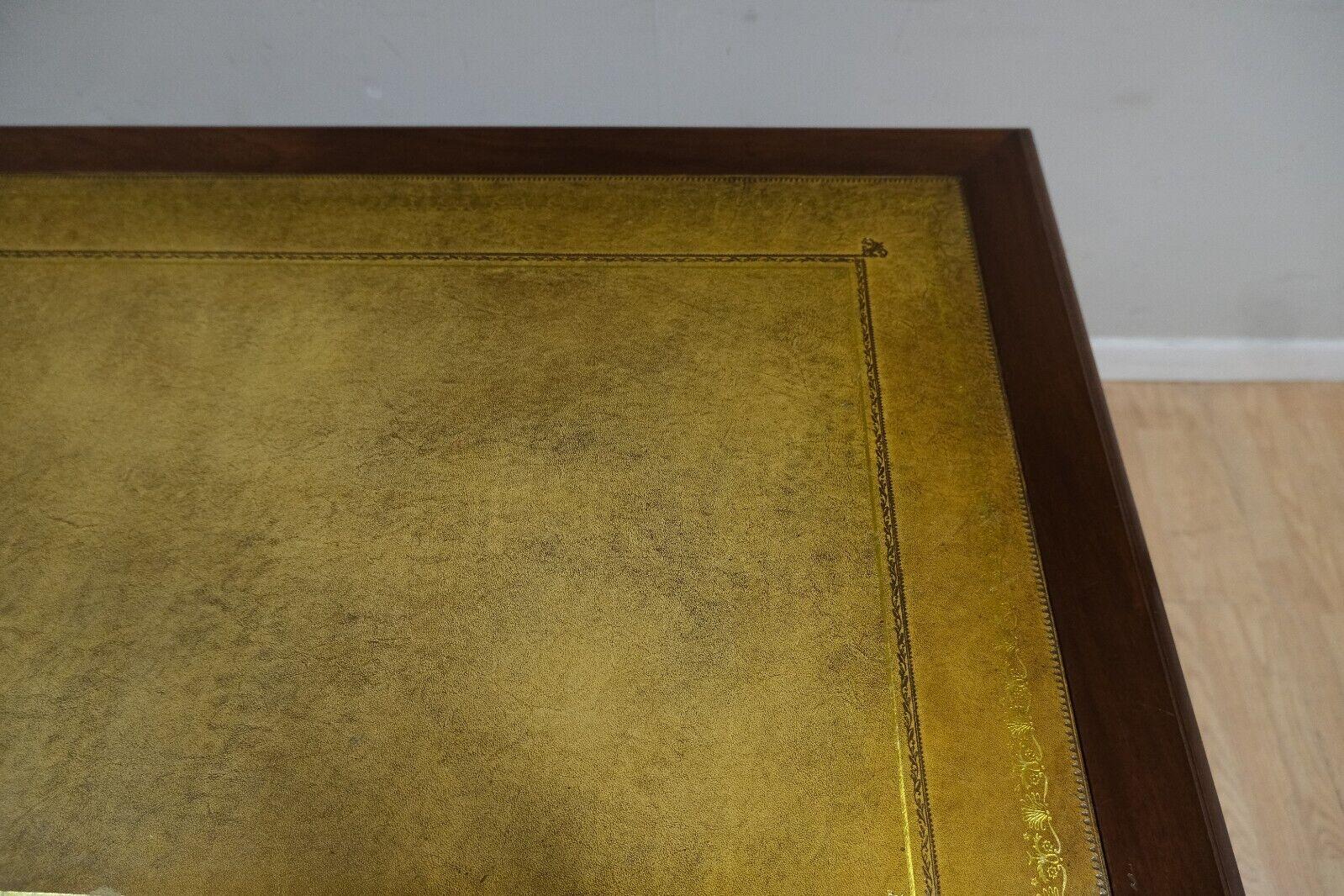 Elegant Hardwood Desk with Light Brown Leather Desk Top & Gold Leaf Tooling 2