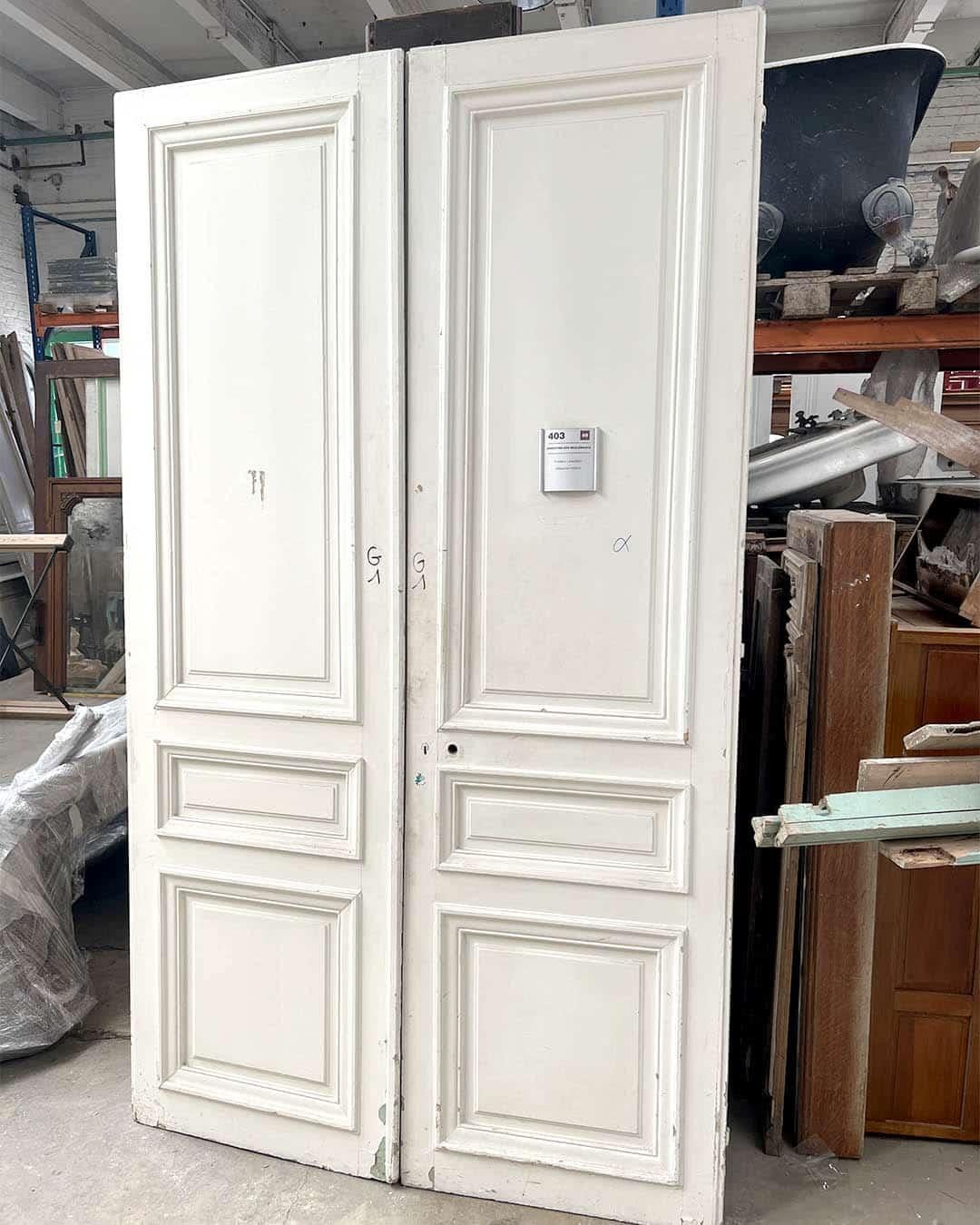 Elegante porta a due battenti in stile Haussmann & Haussmann con pannelli decorativi, Francia, circa 1880 In condizioni buone in vendita a TOURCOING, FR