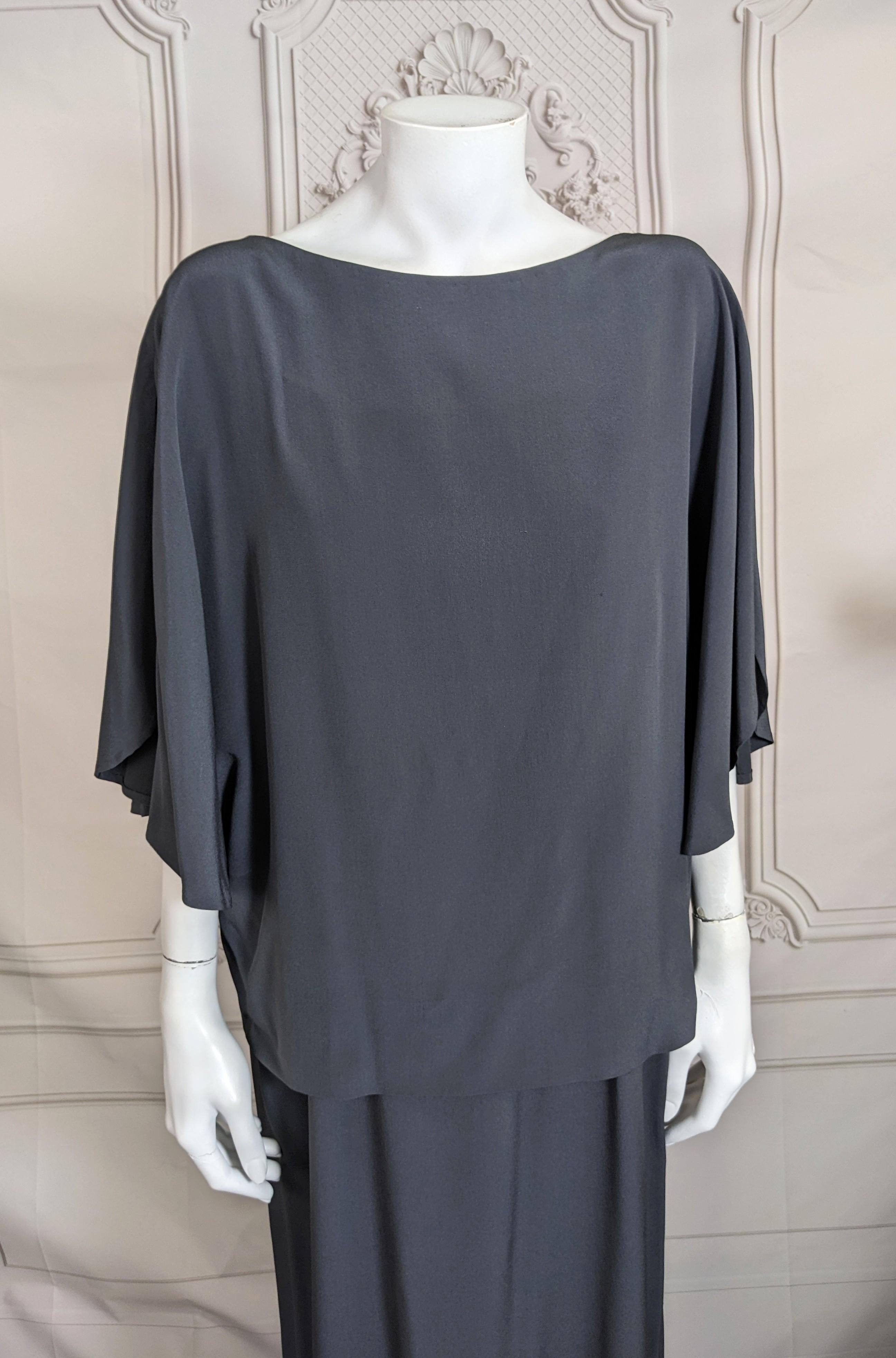Black Elegant Haute Couture Madame Gres Anthracite Silk Crepe Ensemble For Sale