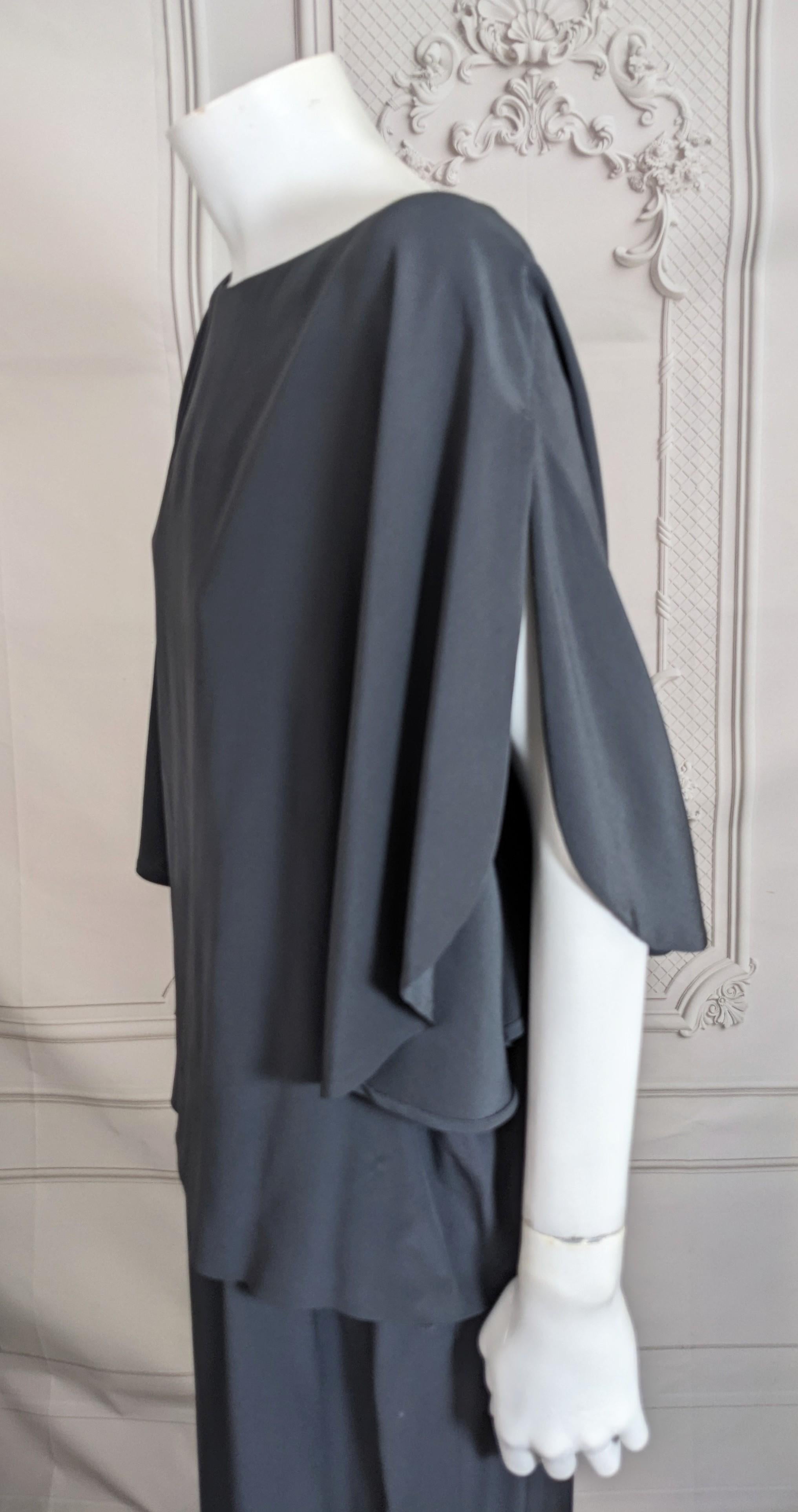 Women's or Men's Elegant Haute Couture Madame Gres Anthracite Silk Crepe Ensemble For Sale