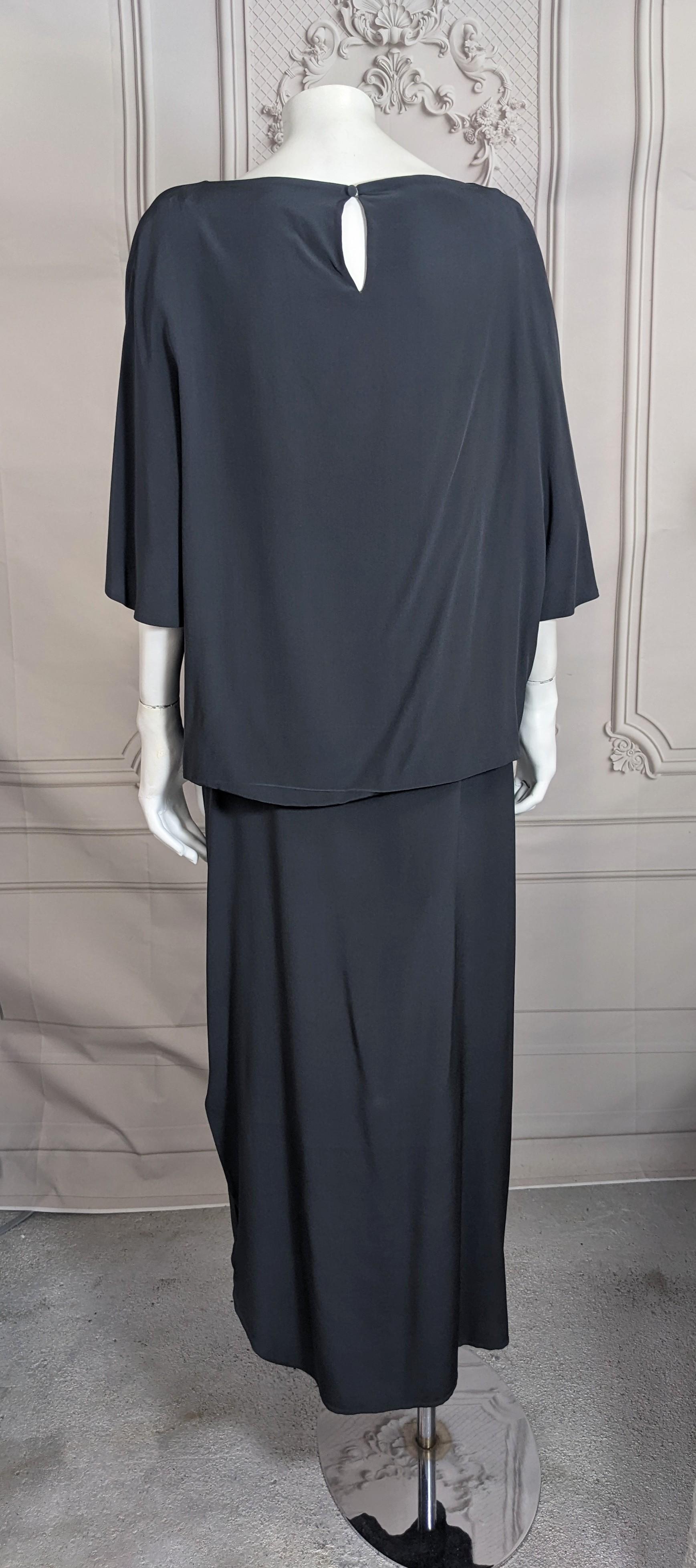 Elegant Haute Couture Madame Gres Anthracite Silk Crepe Ensemble For Sale 1