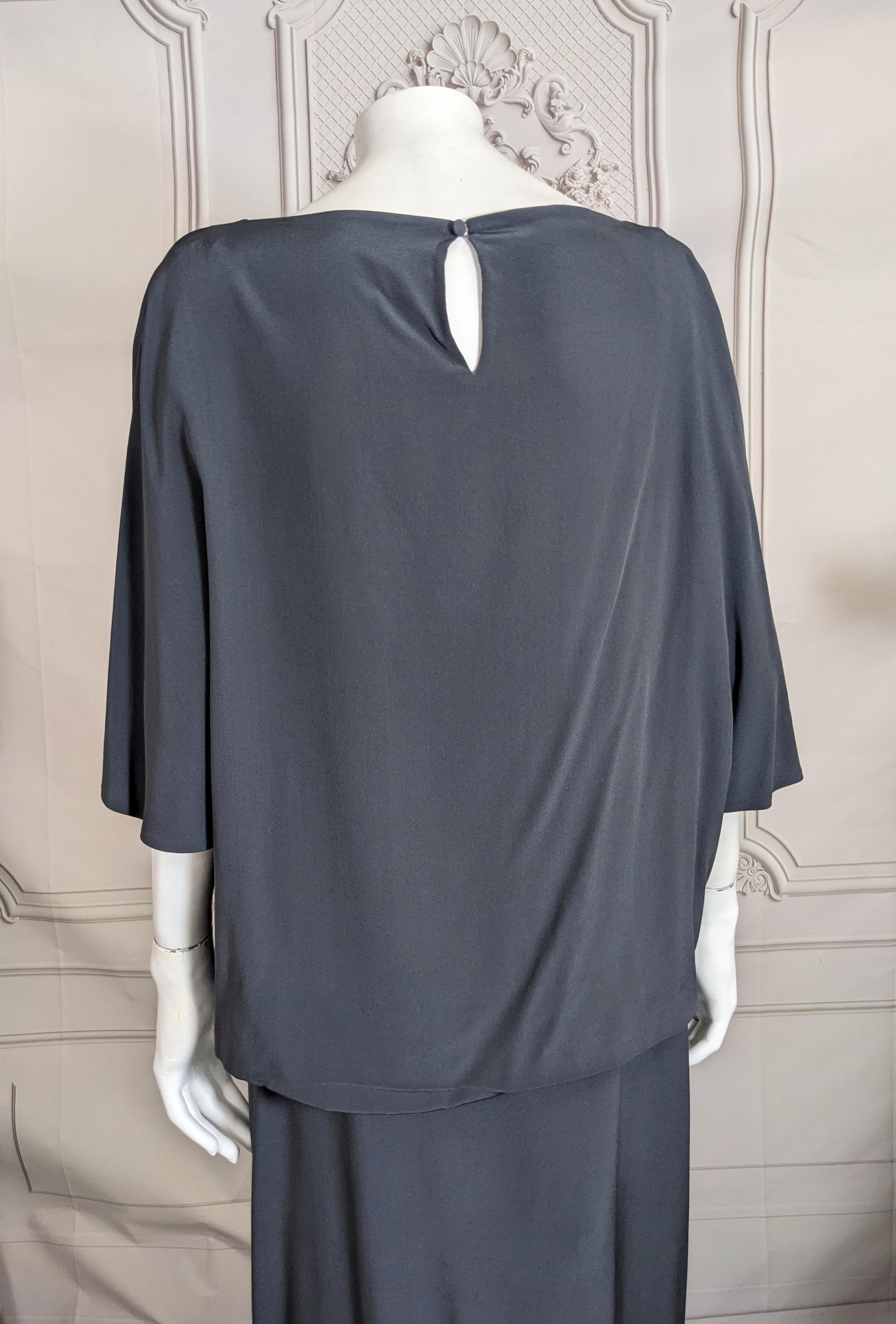 Elegant Haute Couture Madame Gres Anthracite Silk Crepe Ensemble For Sale 2
