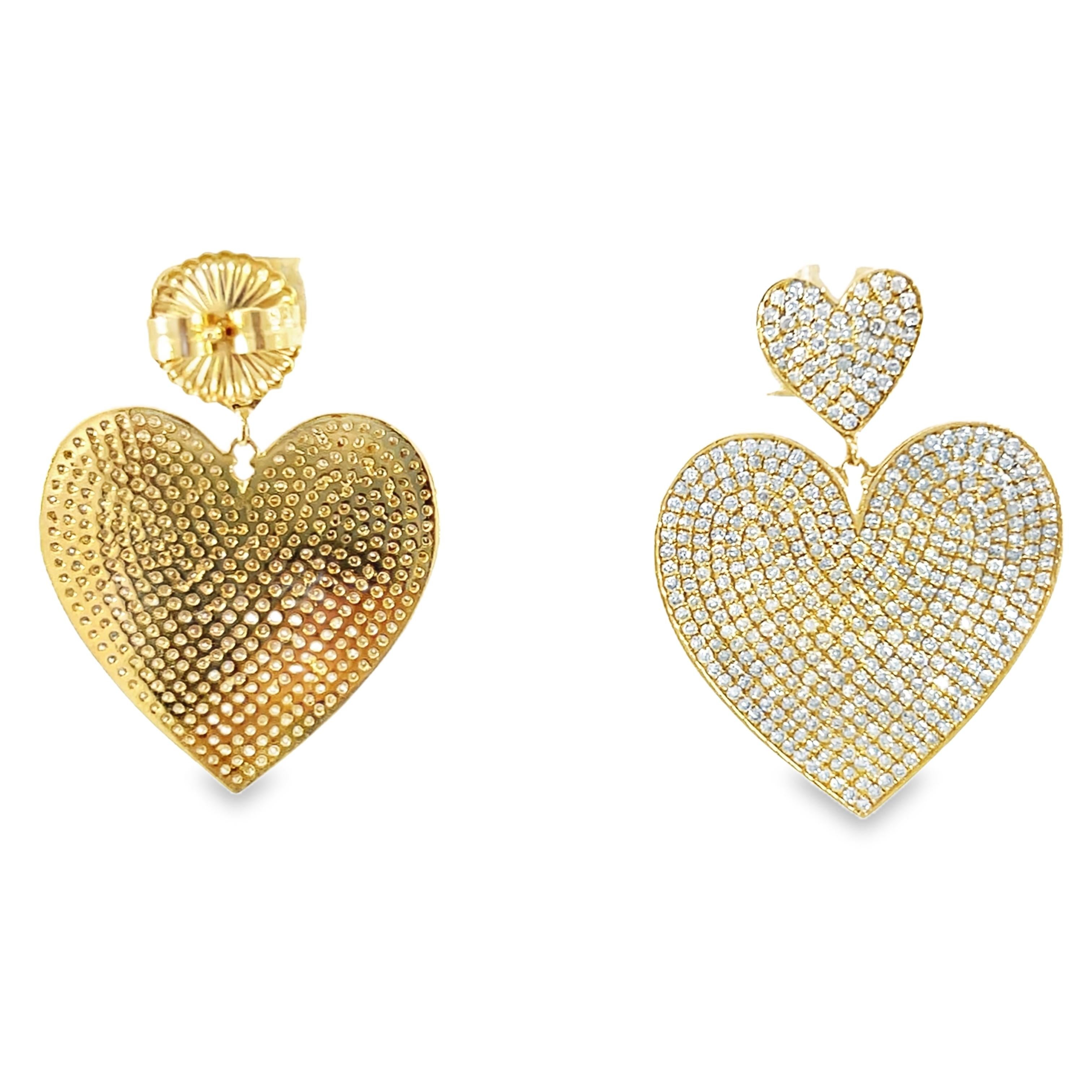 Donna Eleganti orecchini con diamanti a forma di cuore in vendita
