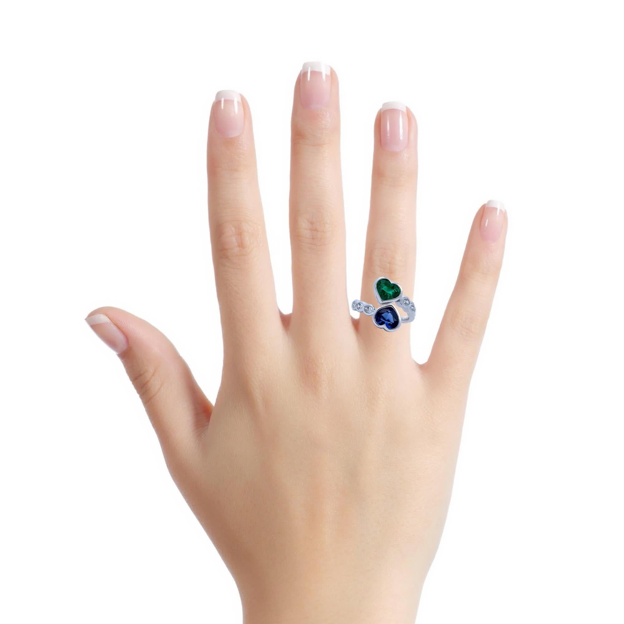 Eleganter herzförmiger Edelsteinring in Herzform im Angebot 5