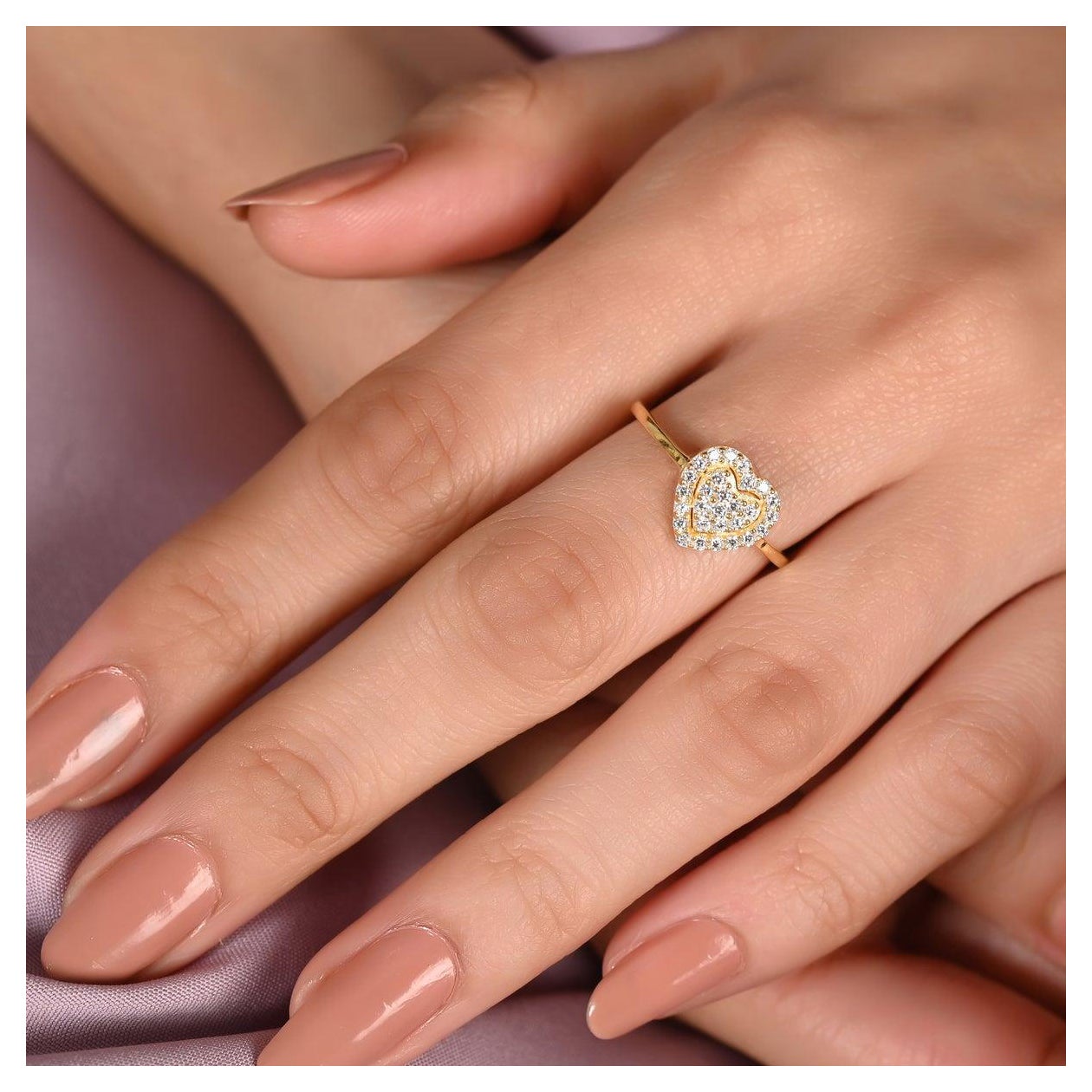 Elegant Heart Shaped Moissanite Ring 925 Sterling Silver Women Promise Ring Gift