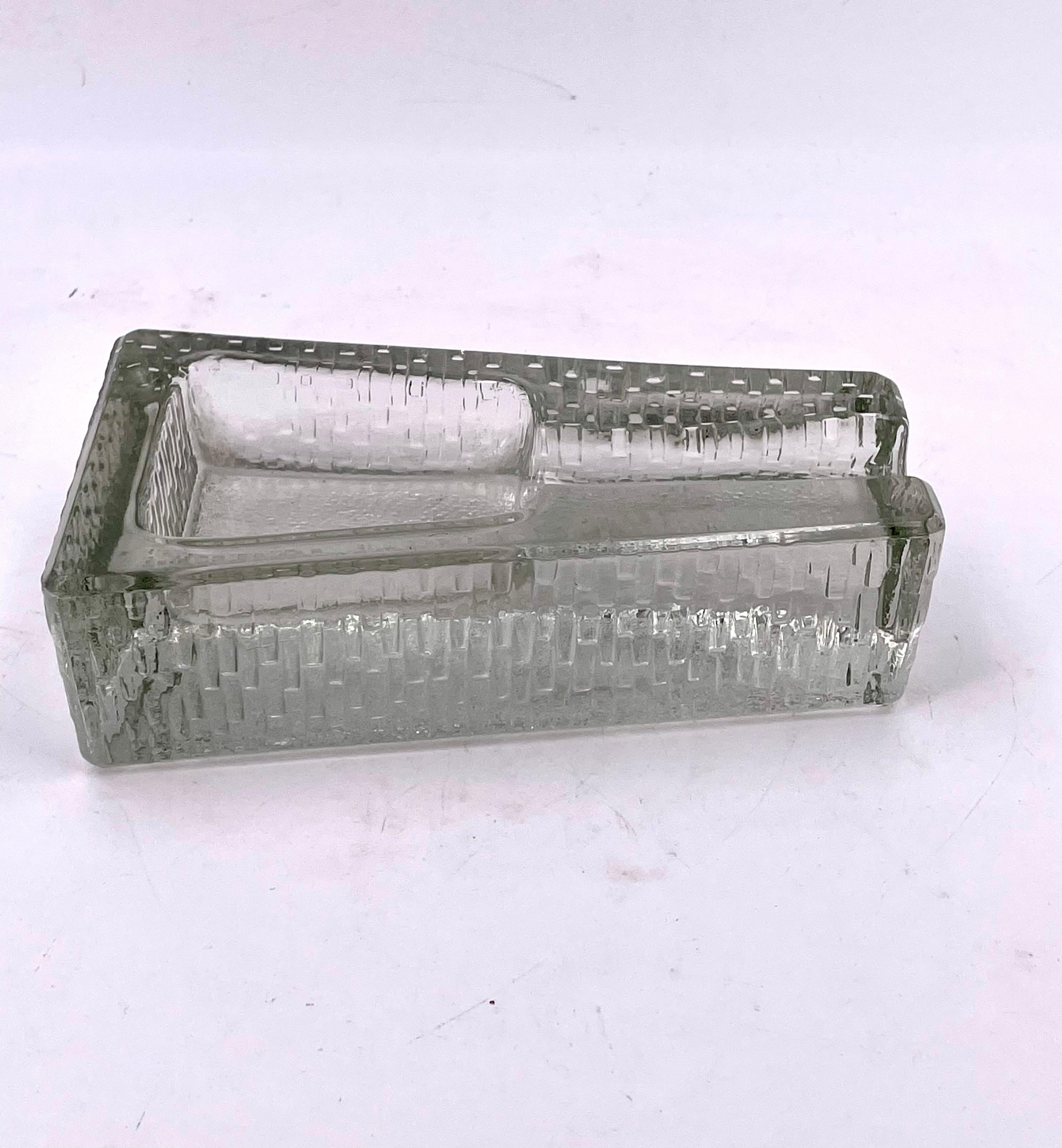Mid Century Modern Swedish Heavy Glass Pipe Holder/ Rest Stand/ Cigar Holder/ Ashtray Scandinavian. Clear Textured Glass Modernist Piece Mid Century Modern Swedish Heavy Glass Pipe Holder/ Rest Stand/ Cigar Holder/ Ashtray Scandinavian. Clear Textured Glass Modernist Piece