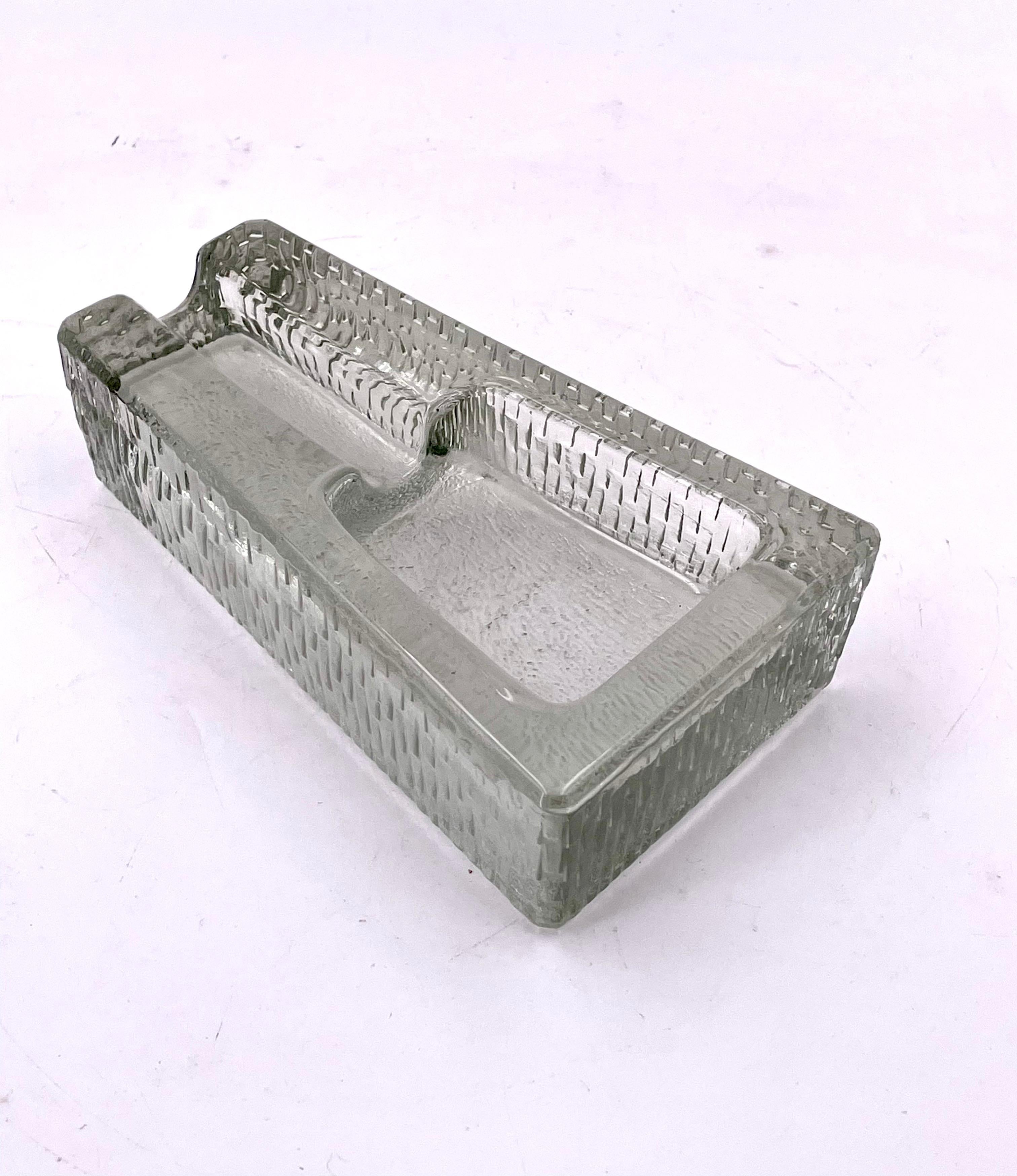 Mid Century Modern Swedish Heavy Glass Pipe Holder/ Rest Stand/ Cigar Holder/ Ashtray Scandinavian. Clear Textured Glass Modernist Piece Mid Century Modern Swedish Heavy Glass Pipe Holder/ Rest Stand/ Cigar Holder/ Ashtray Scandinavian. Clear Textured Glass Modernist Piece