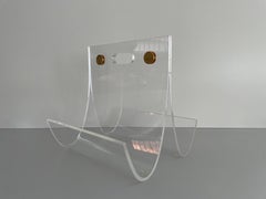 Elegant Heavy Thick Lucite Plexiglass Magazine Rack, 1970s, Germany