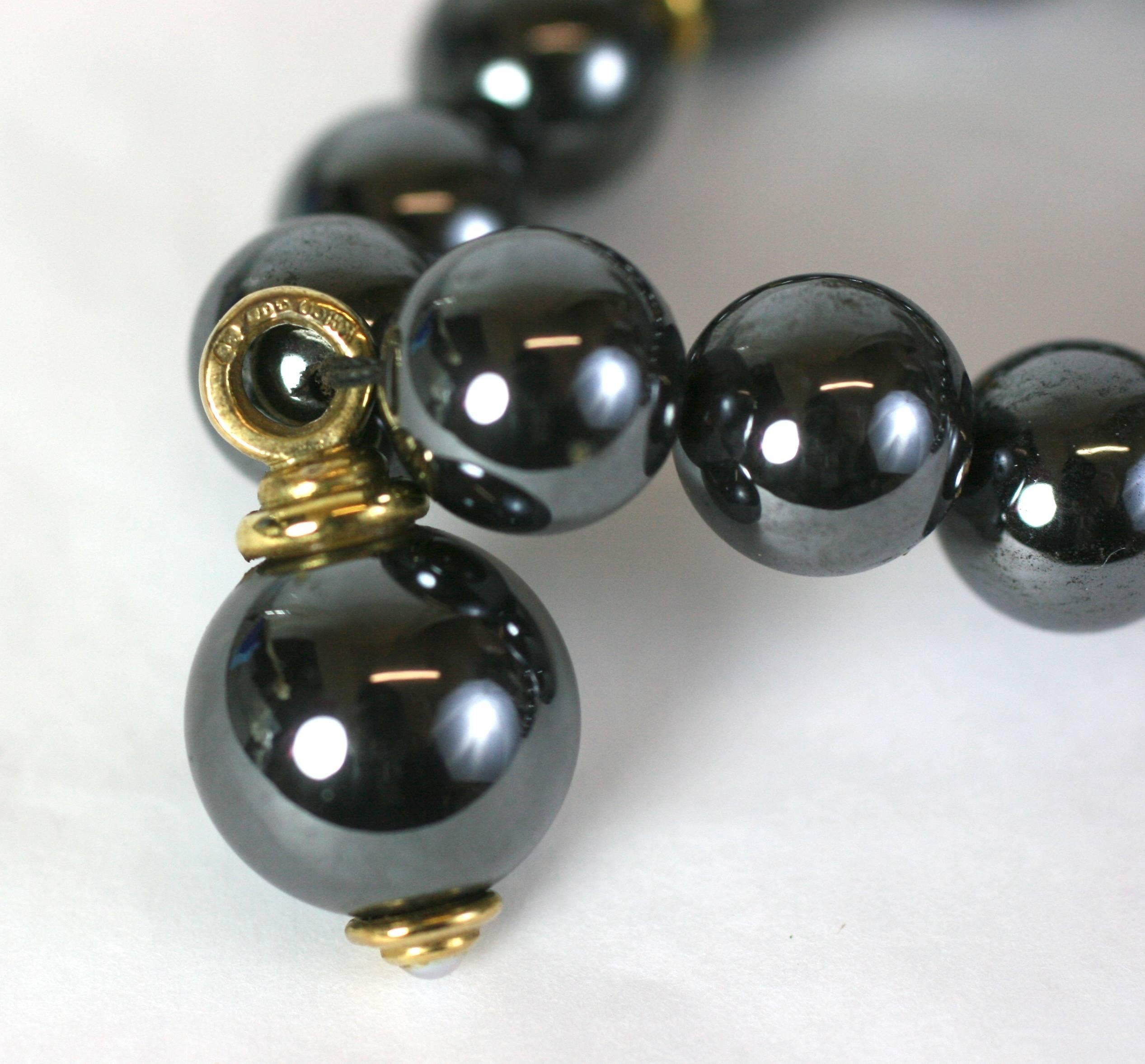 Elegant Hematite and Gold Beads In Excellent Condition In New York, NY