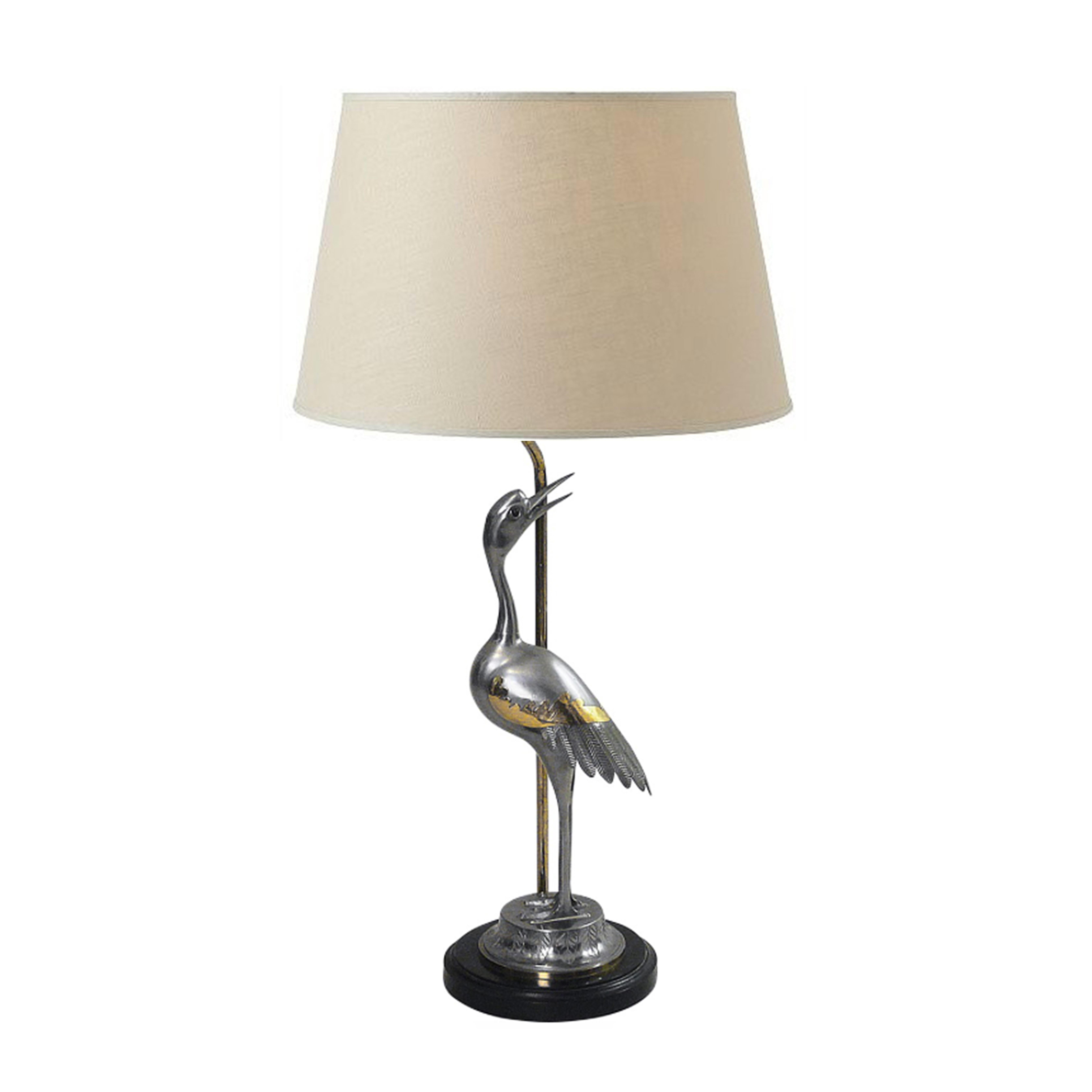 Elegant Heron Bird Chrome and Brass Table Lamp hollywood regency midcentury For Sale