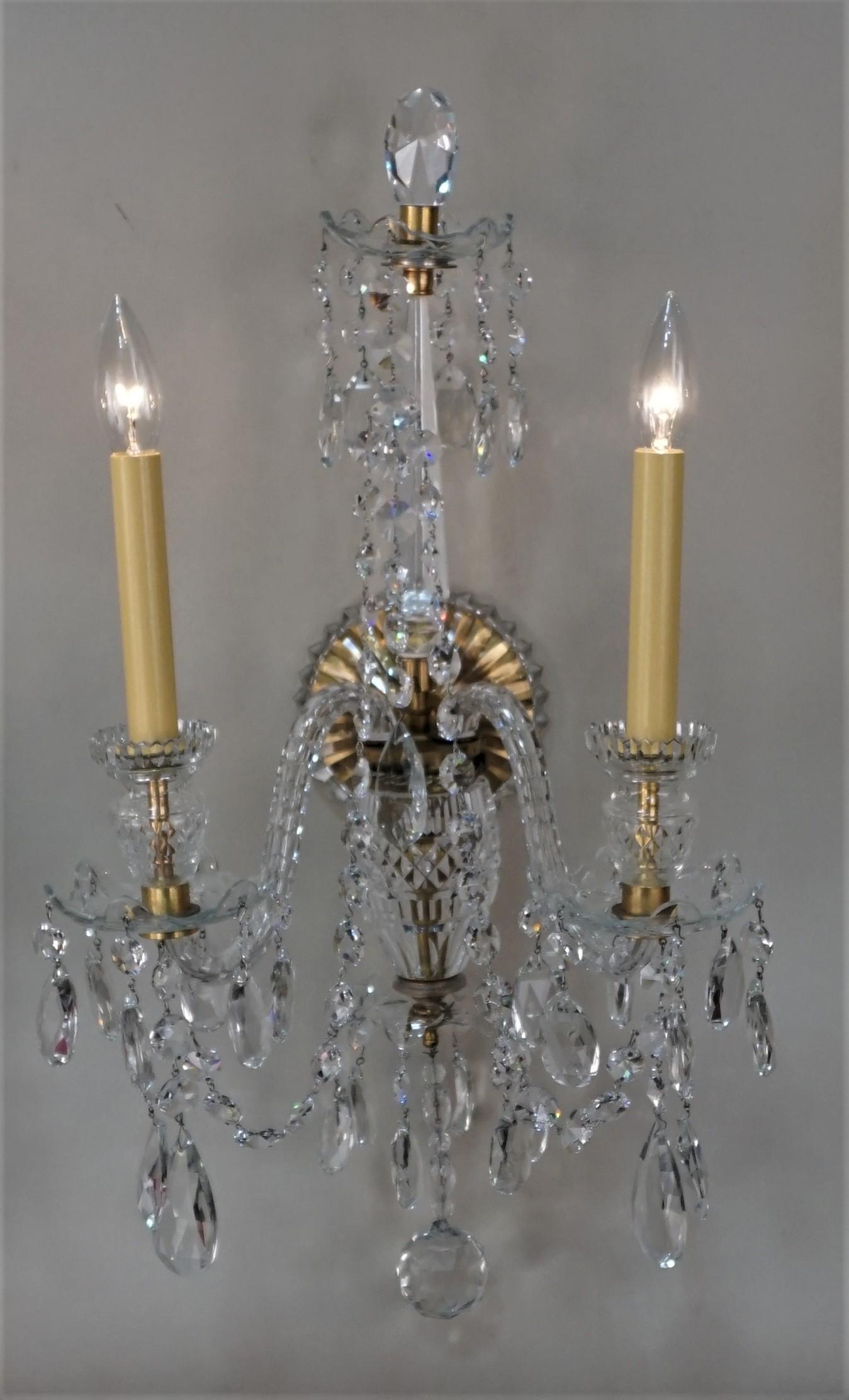 Elegant High Quality Crystal Wall Sconces In Good Condition In Fairfax, VA