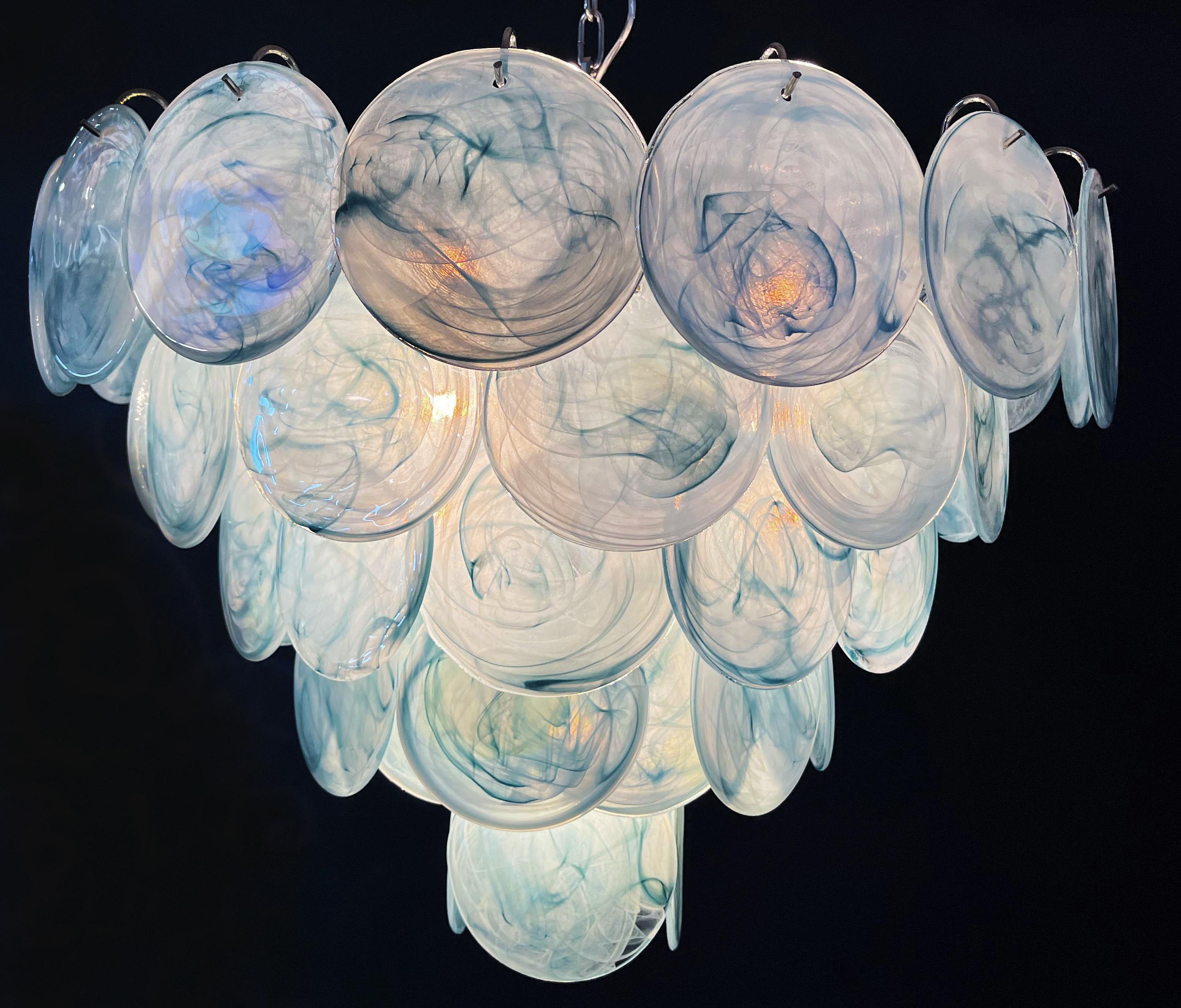 Mid-Century Modern Elegant High quality Murano chandelier space age - 57 BLUE alabaster iridescent  For Sale