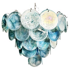 Retro Elegant High quality Murano chandelier space age - 57 BLUE alabaster iridescent 