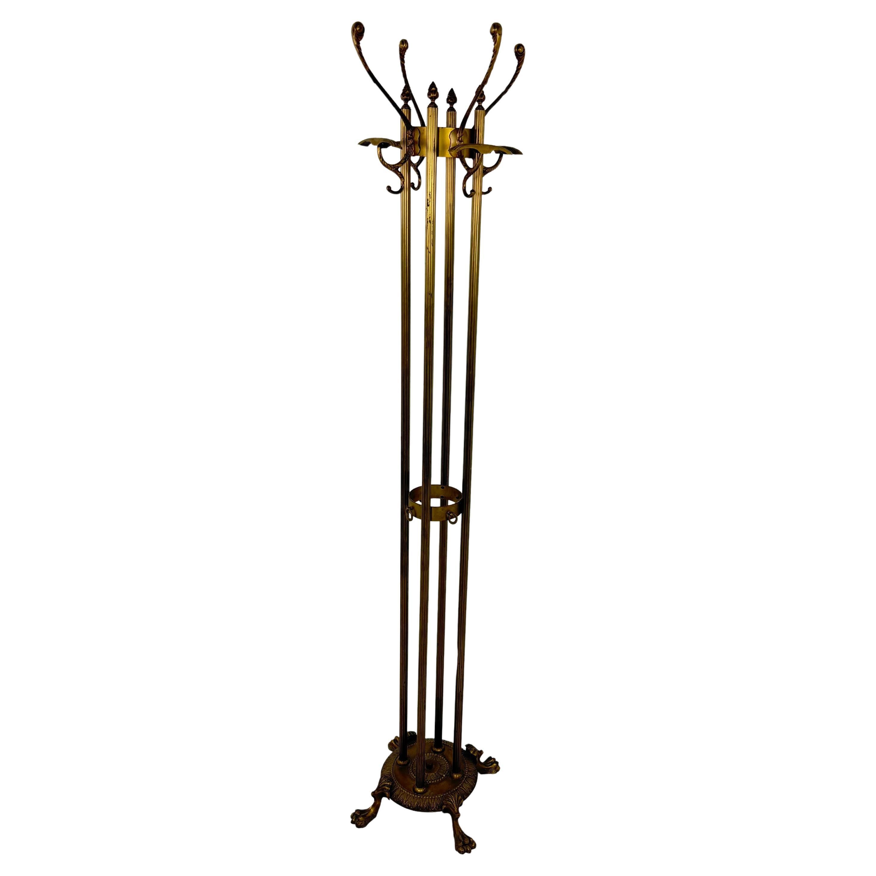 Elegant porte-manteau en laiton Hollywood Regency, années 1950