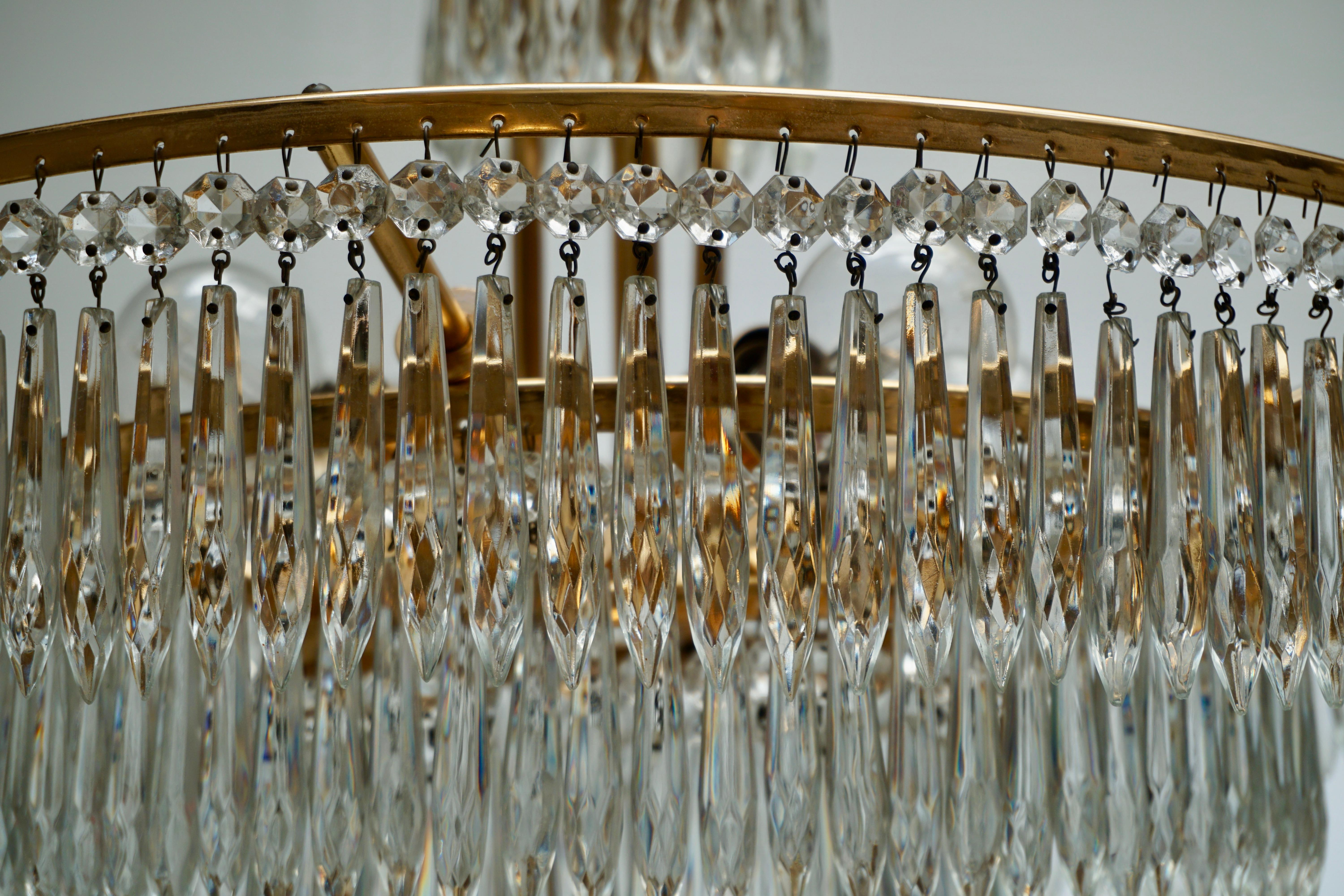Elegant Hollywood Regency Crystal and Brass Chandelier 3