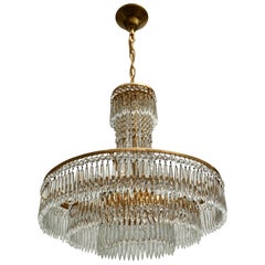 Elegant Hollywood Regency Crystal and Brass Chandelier