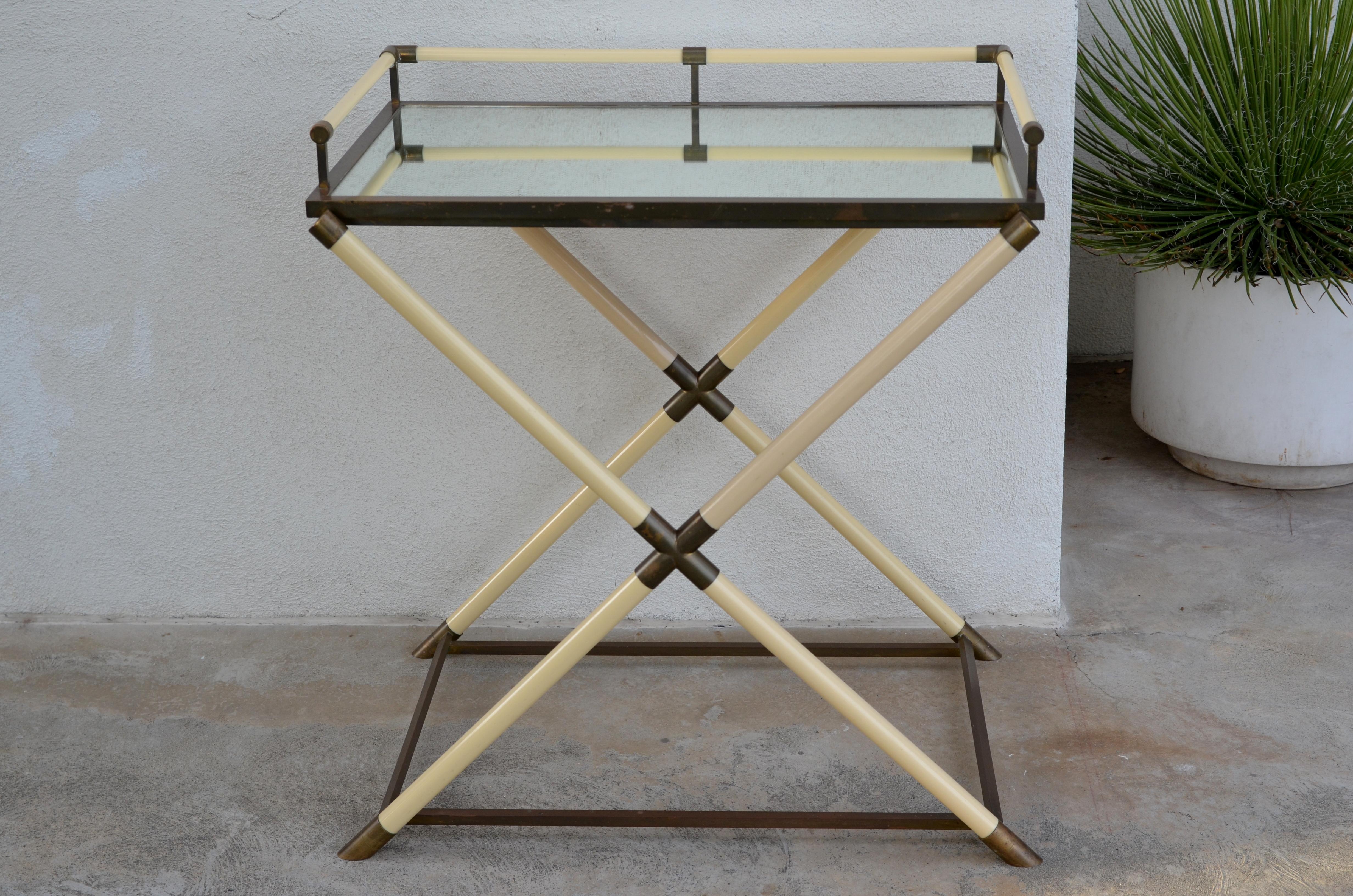 Chic Mirrored and Patinated Brass Bar Cart by Maison Jansen 2