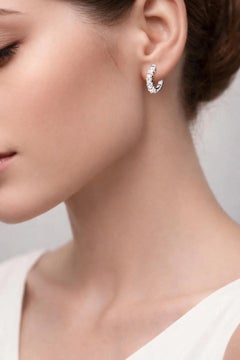 Hoop Earrings With 16 Natural 0.50ct Diamonds VS/RW-W In 18K White Gold