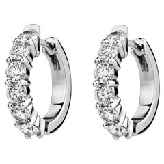 Hoop Earrings With 16 Natural 0.50ct Diamonds VS/RW-W In 18K White Gold