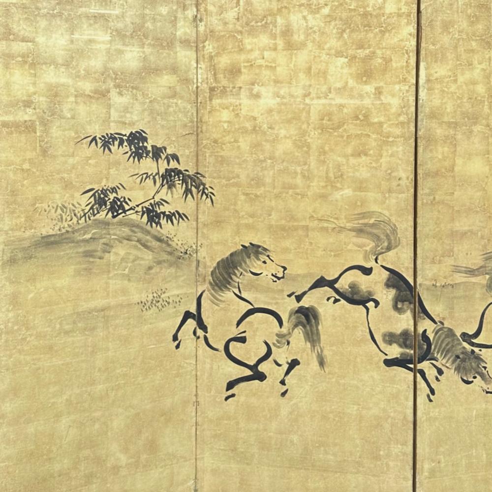 Japonais Écran de cheval élégant. Dans le style de Kano Tanshin en vente