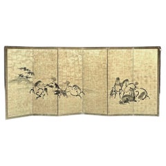 Pantalla Caballo Elegante. Al estilo de Kano Tanshin