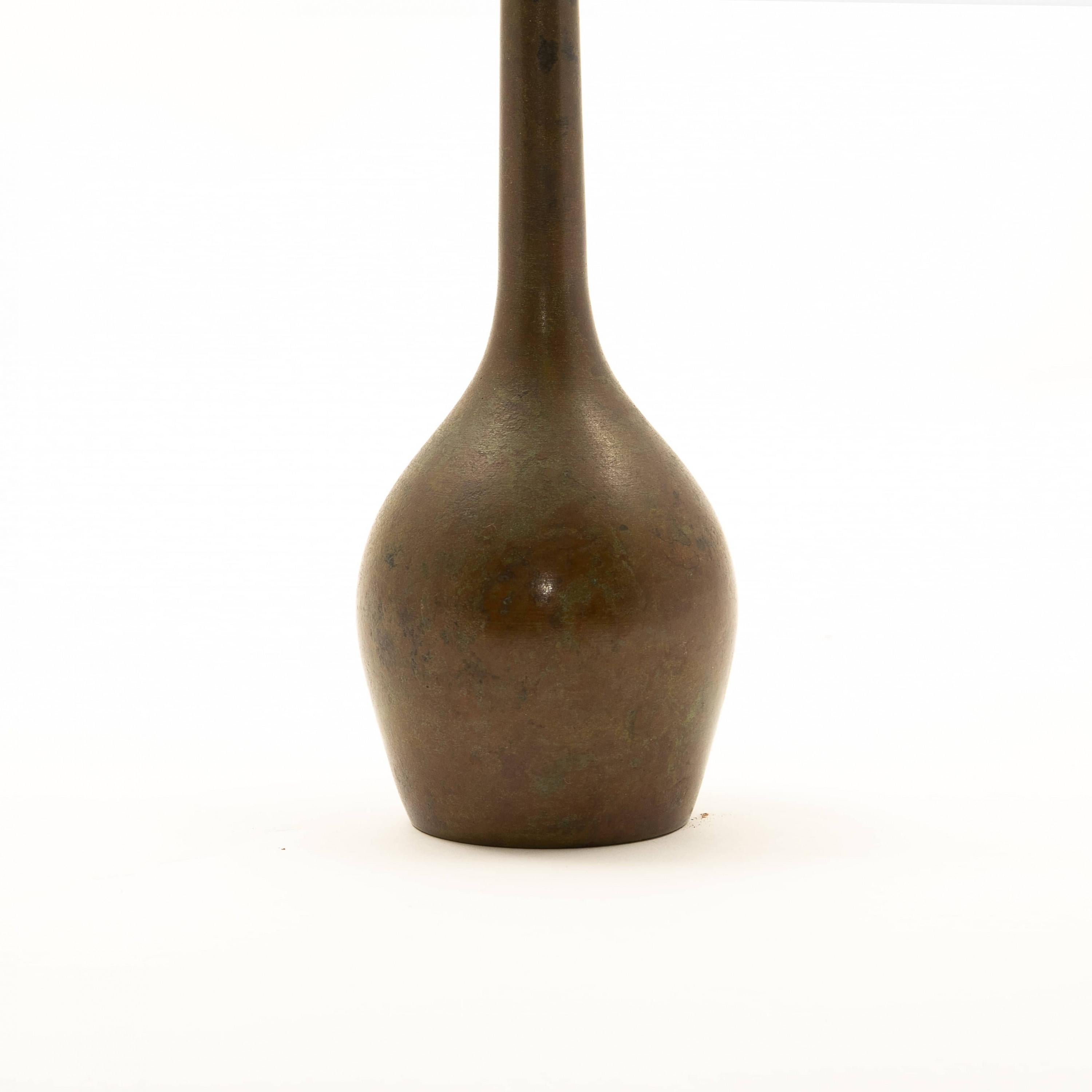Japanese Elegant Ikebana Bronze Vase For Sale