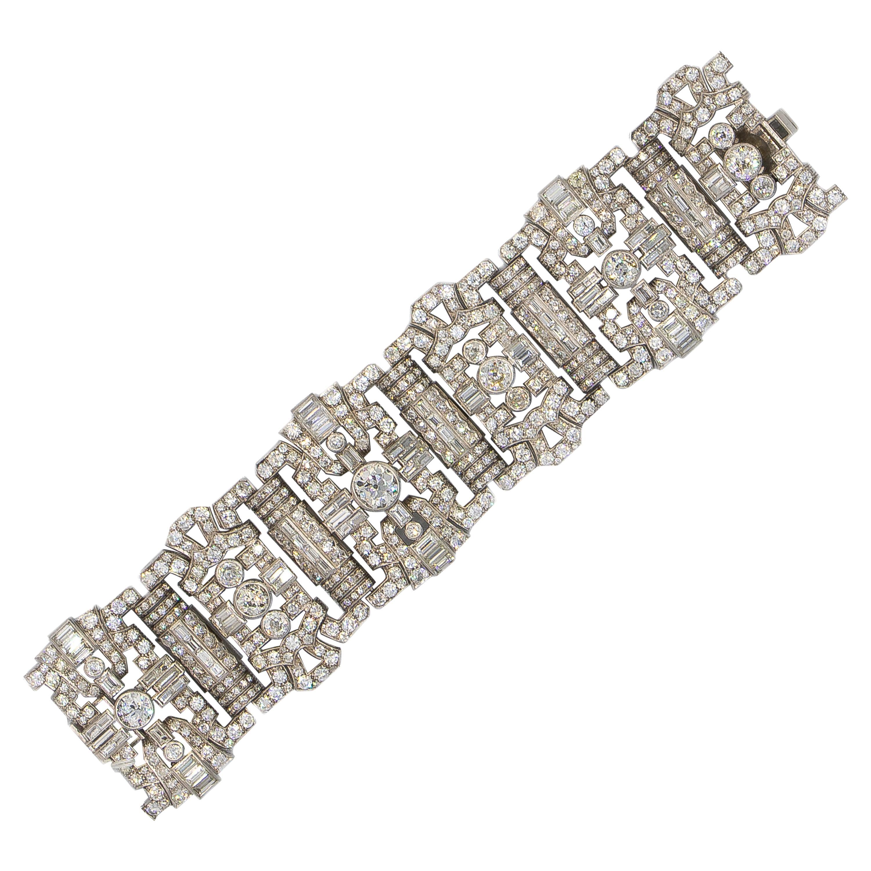 Important Diamonds Platinum Bracelet 48+ Carats Rare Antique 1920's Bracelet