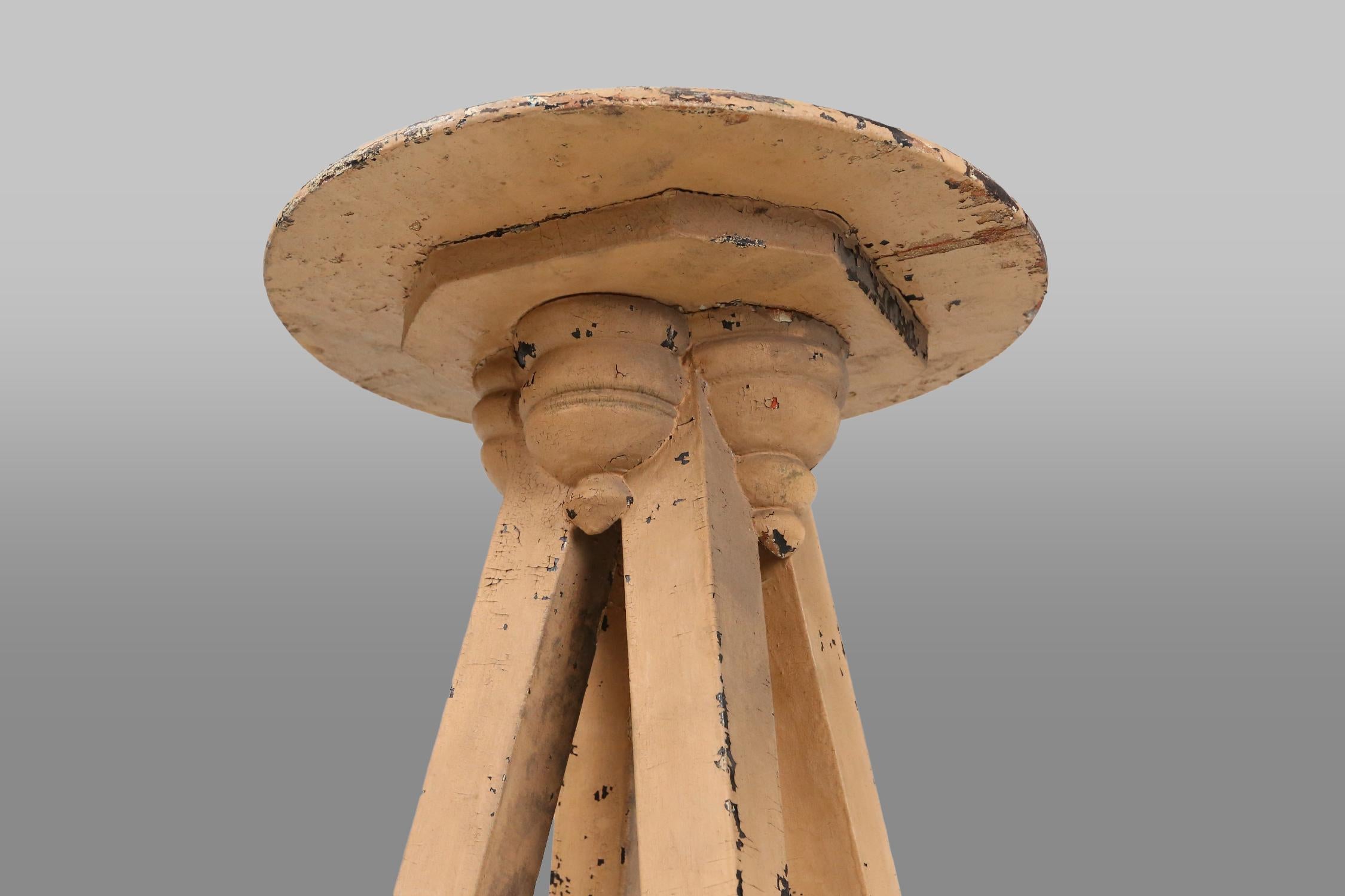 Elegante Industriekonsole aus Holz mit reicher Patina, Frankreich, 1900 im Zustand „Gut“ im Angebot in Meulebeke, BE