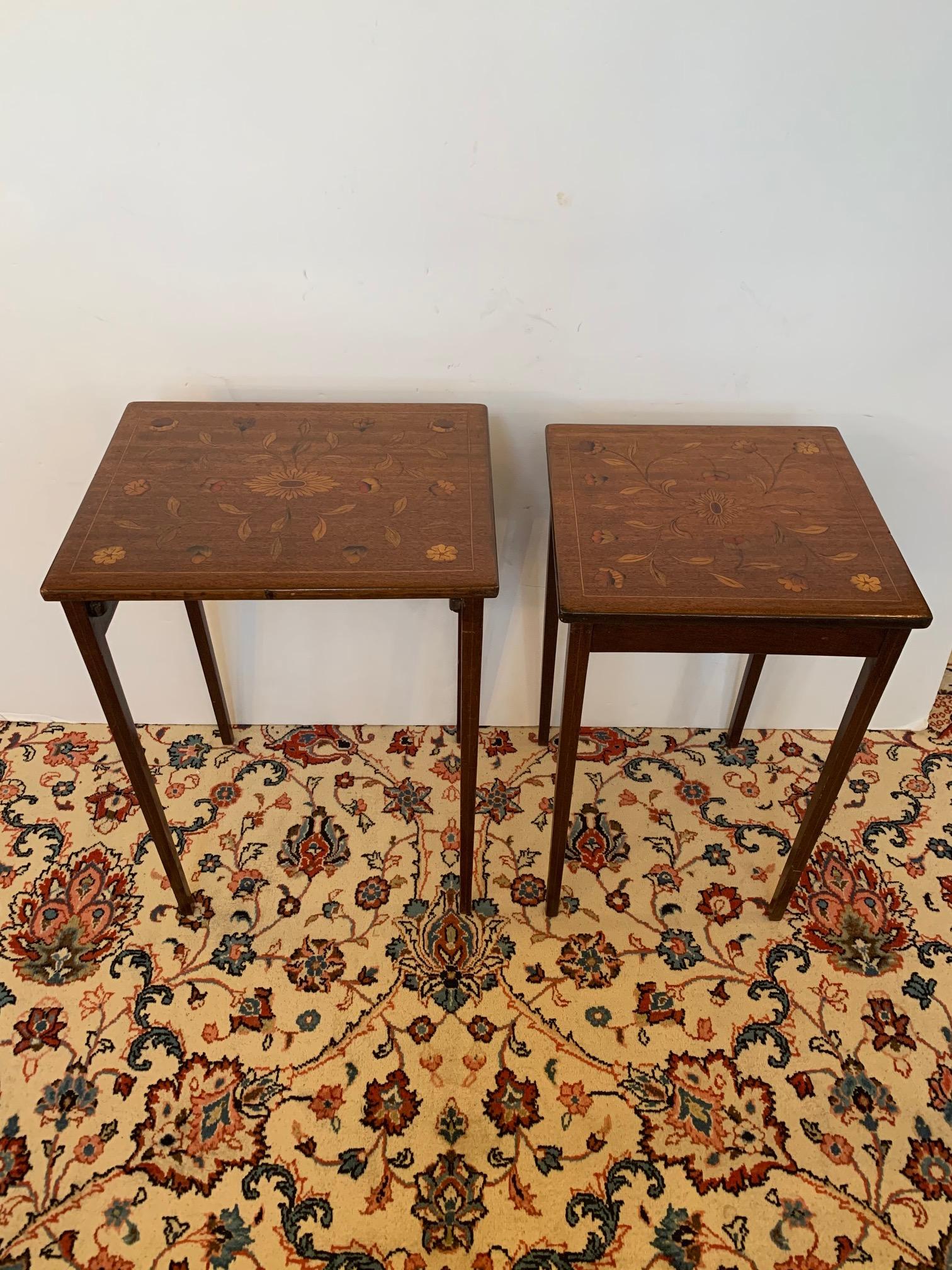 Elegant Inlaid End Table with Mixed Woods 5