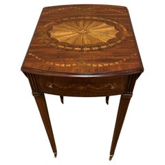 Elegant Inlaid Mixed Wood Drop Leaf Pembroke Side Table