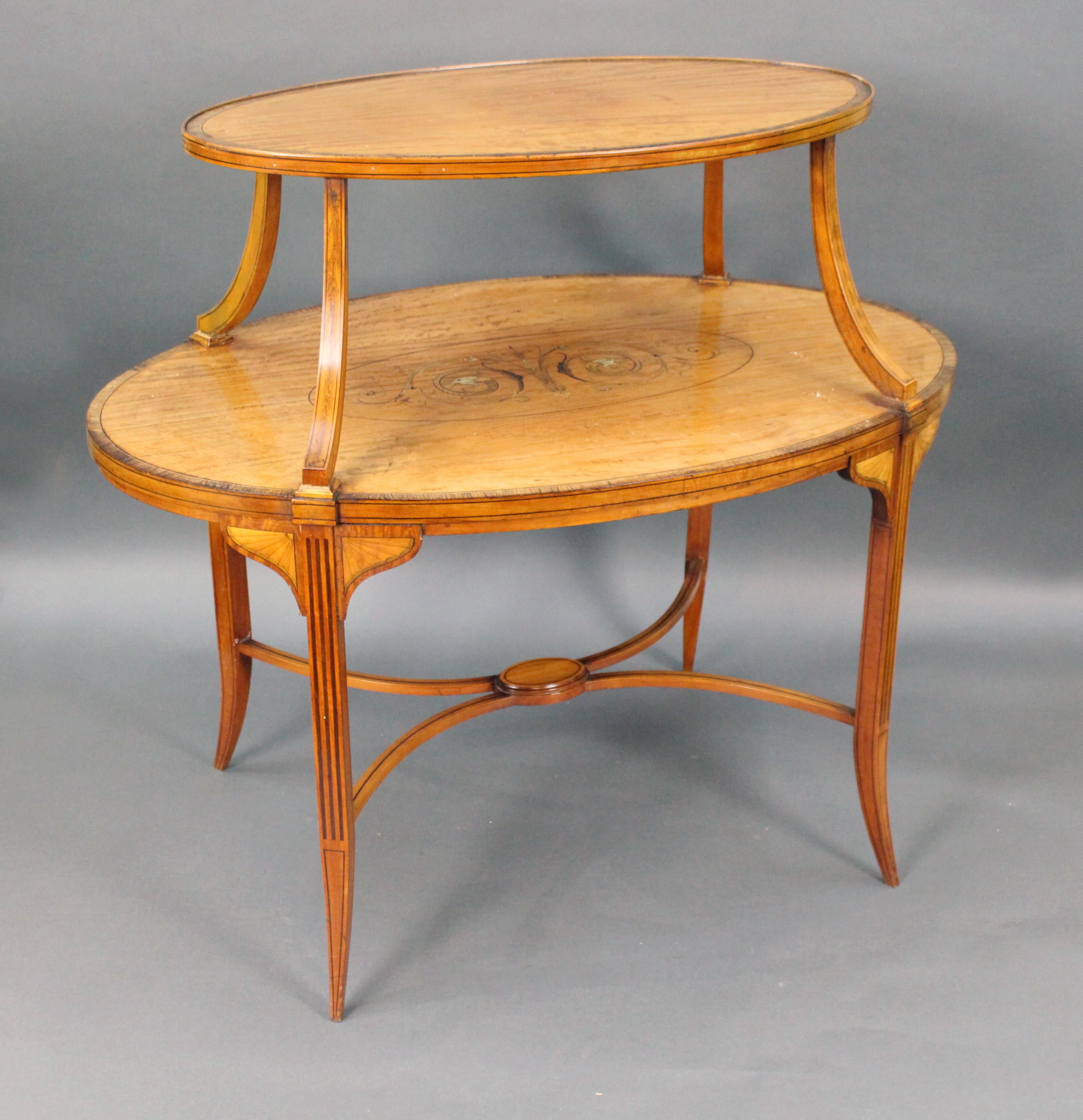 Elegant inlaid satinwood Étagère two tier table c.1890


Measures: Width 88.5 cm 35 in

Depth 55.5 cm 22 in

Height 79 cm 31 in
 

Etagere

Period Late 19th century

Wood Satinwood, inlaid

Condition Very good condition commensurate