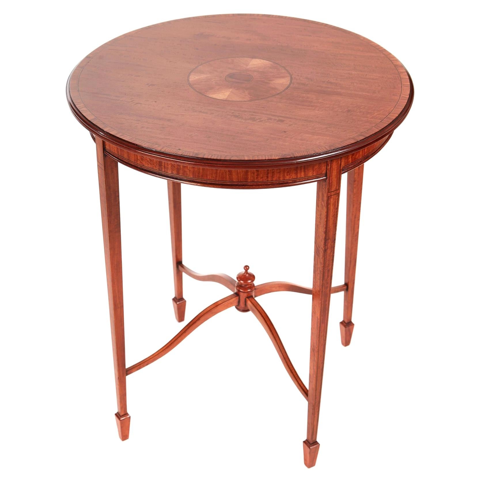 Elegant Inlaid Satinwood Round Antique Occasional Table