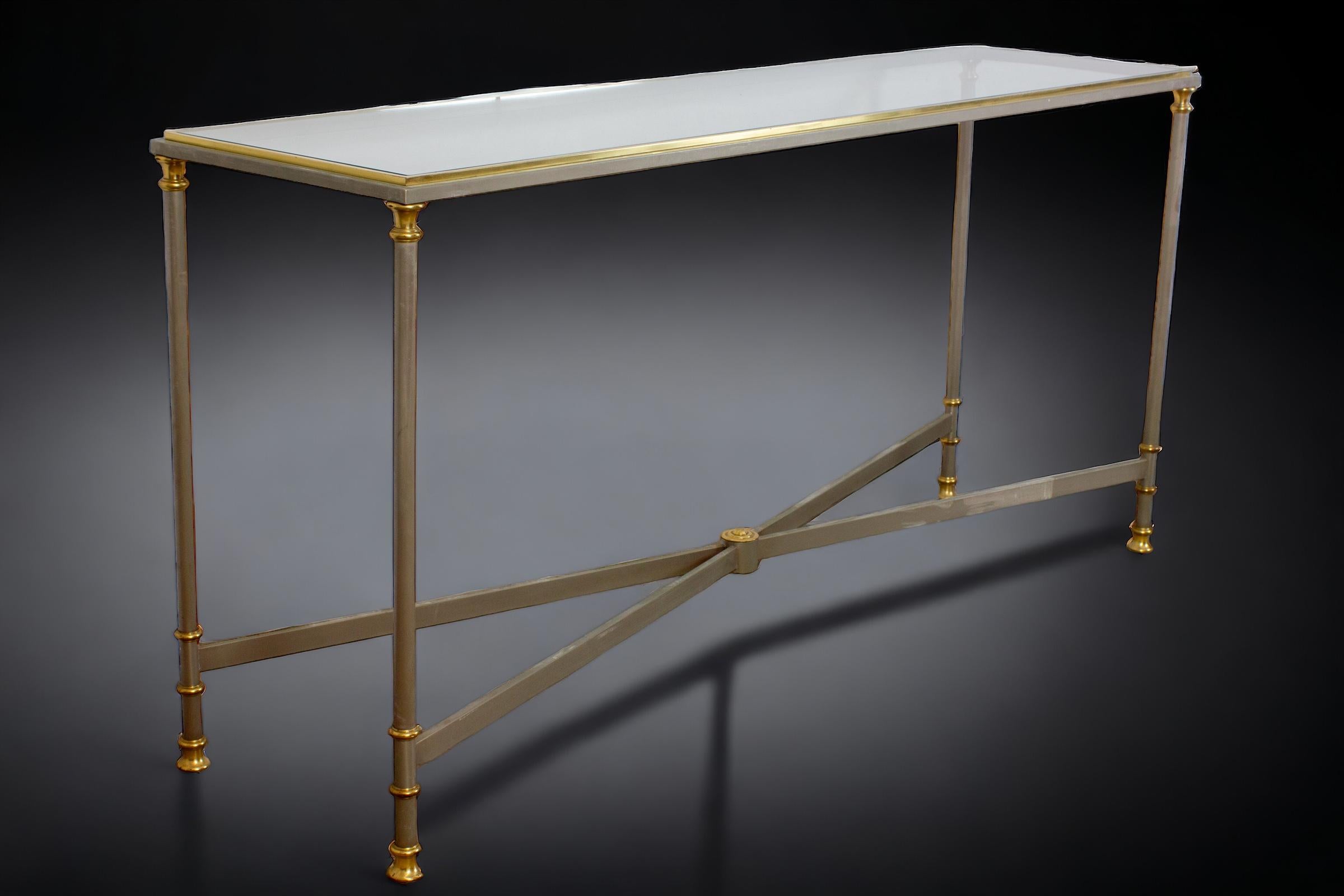 Mid-Century Modern Elegant Iron and Brass Console Table by Alberto Orlandi Italy, 1970' For Sale