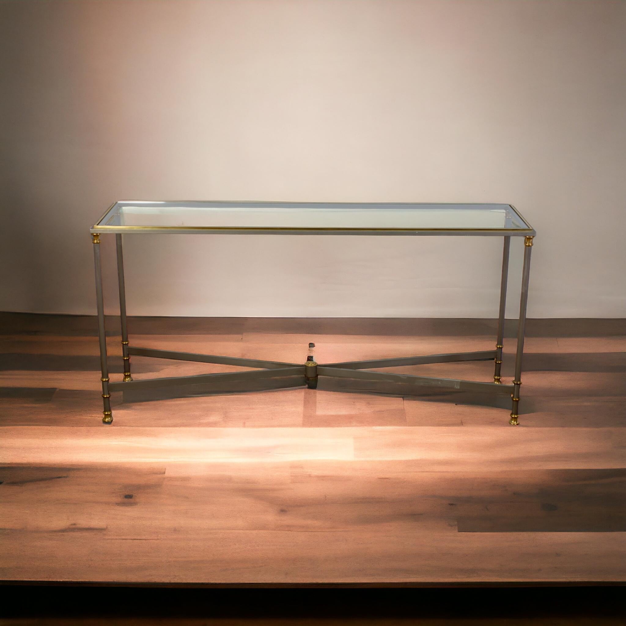 Italian Elegant Iron and Brass Console Table by Alberto Orlandi Italy, 1970' For Sale