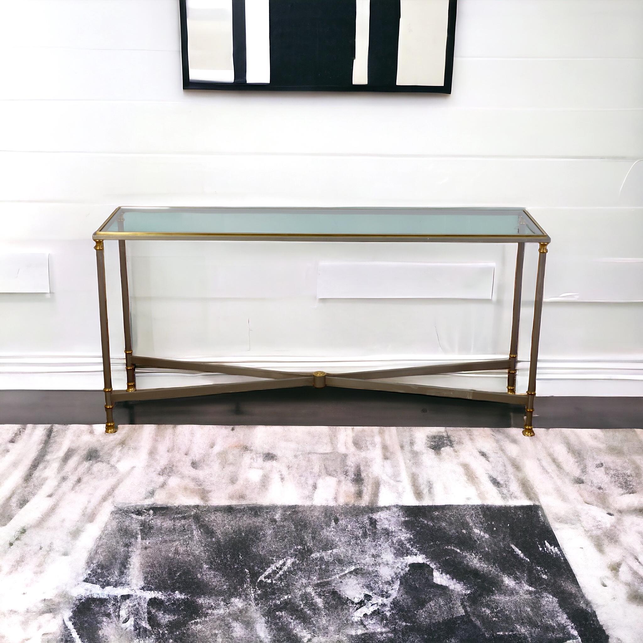 Late 20th Century Elegant Iron and Brass Console Table by Alberto Orlandi Italy, 1970' For Sale