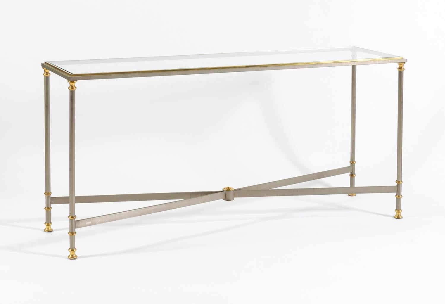 Élégante table console en fer et laiton d'Alberto Orlandi, Italie, 1970 en vente 1