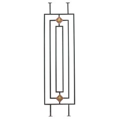 Elegant Iron Window Grill or Room Divider with Copper and Brass Accents