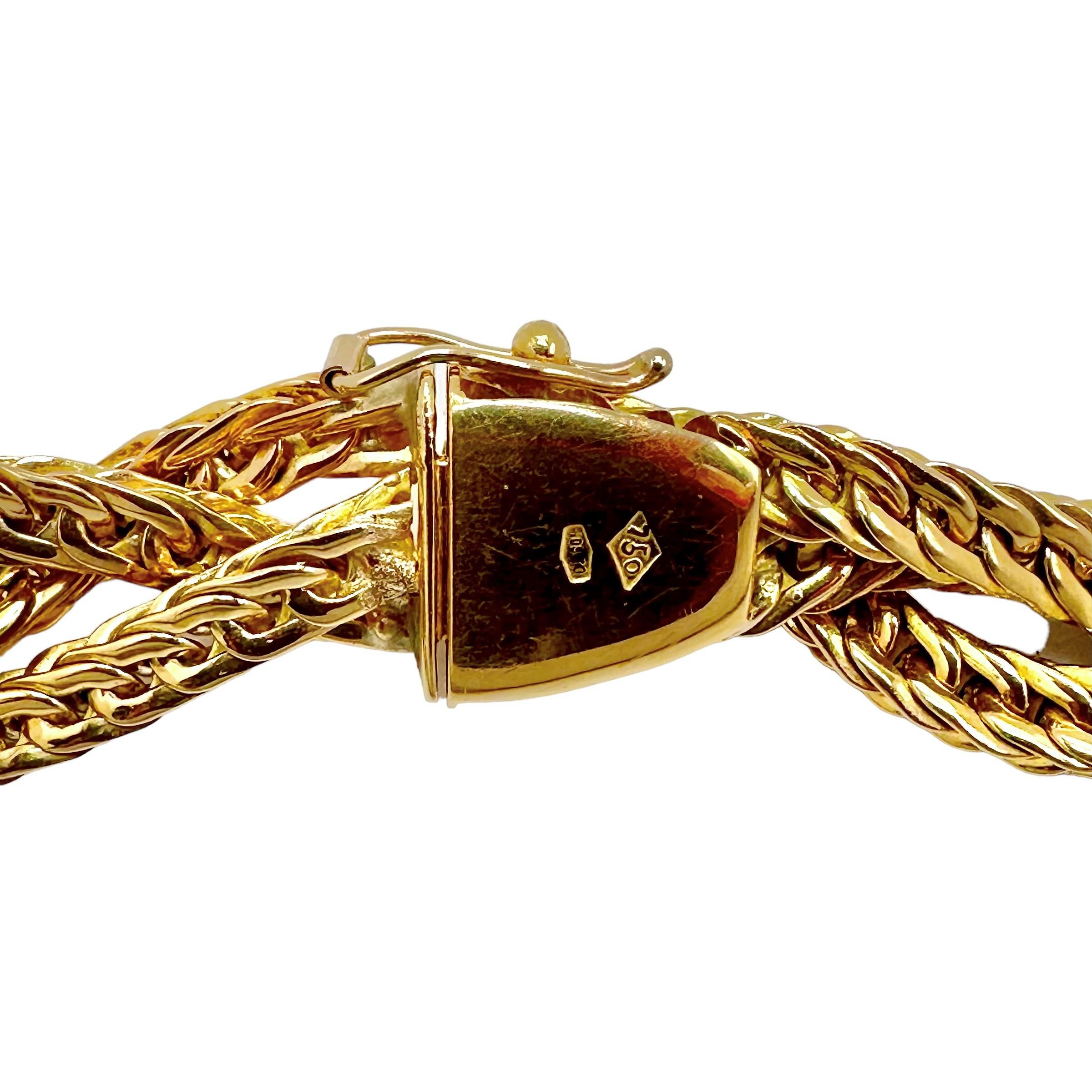 Elegant Italian 18k Gold 3 Strand Braided Necklace In Good Condition For Sale In Palm Beach, FL