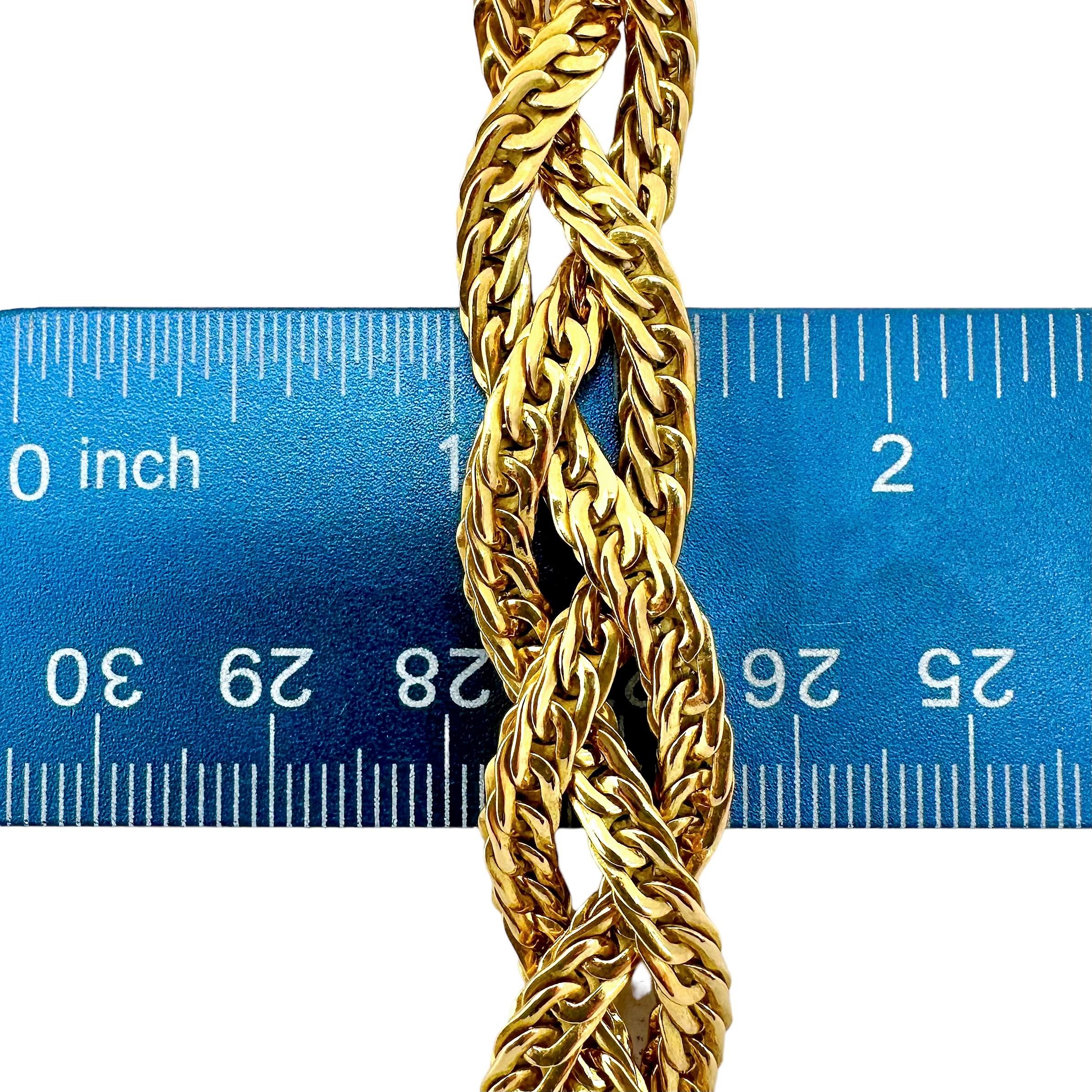 Women's Elegant Italian 18k Gold 3 Strand Braided Necklace For Sale
