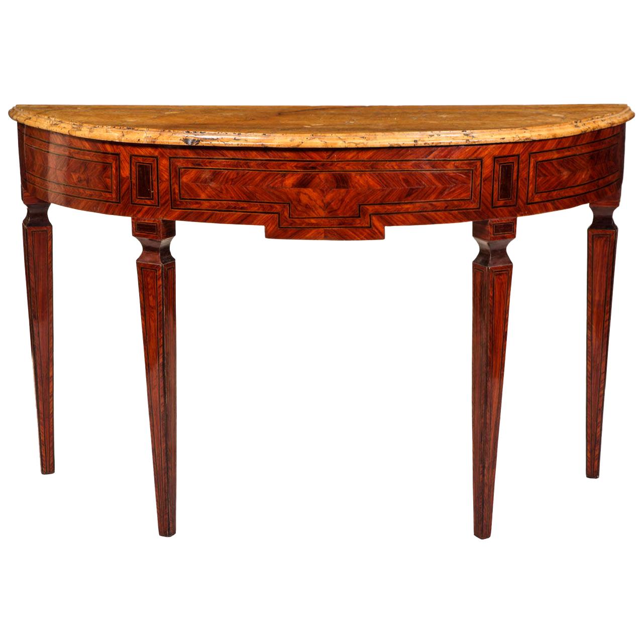 Elegant Italian 18th Century Marquetry Console Table For Sale