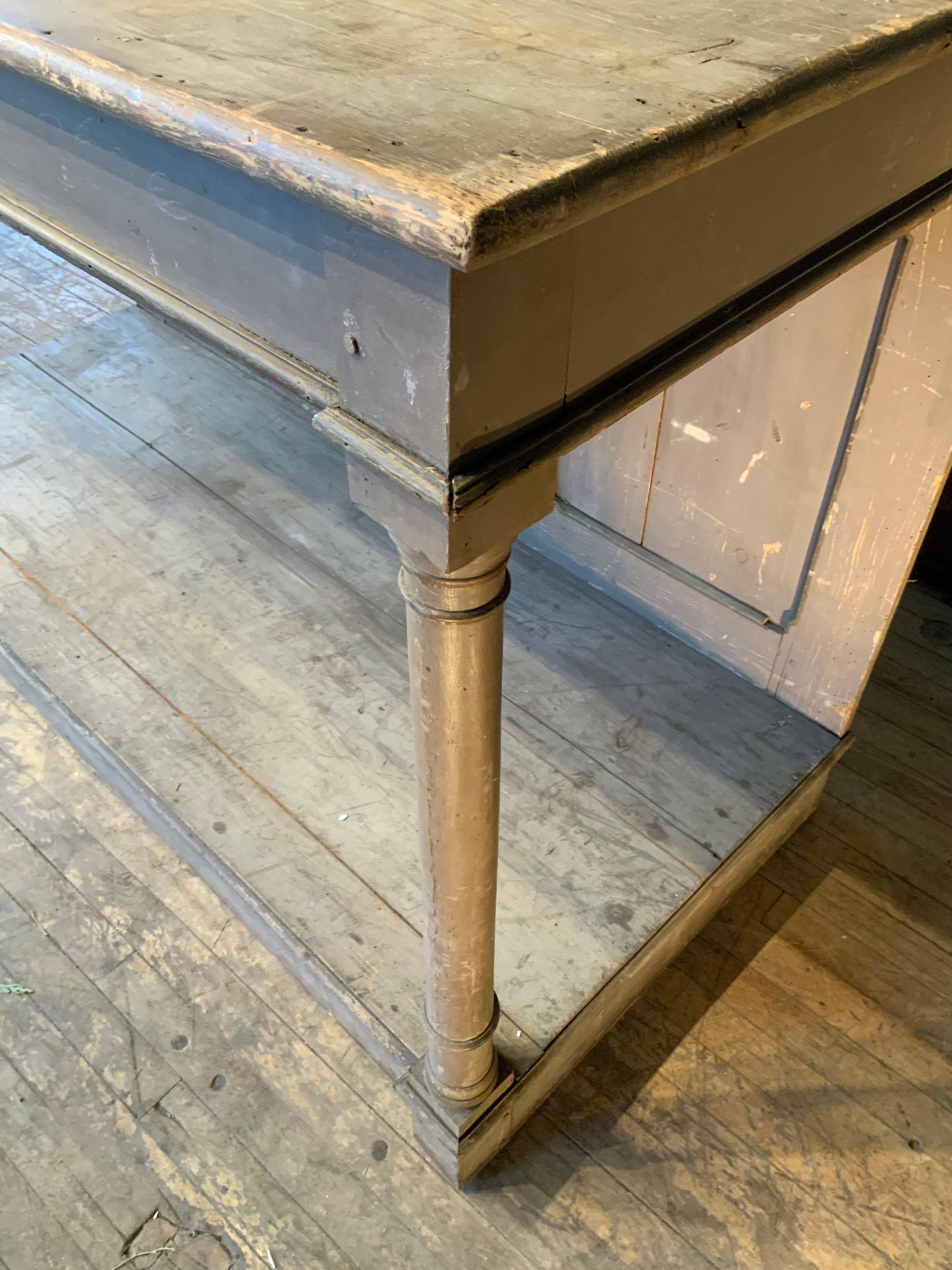 Hardwood Elegant Italian 19th Century Column Base Console Table